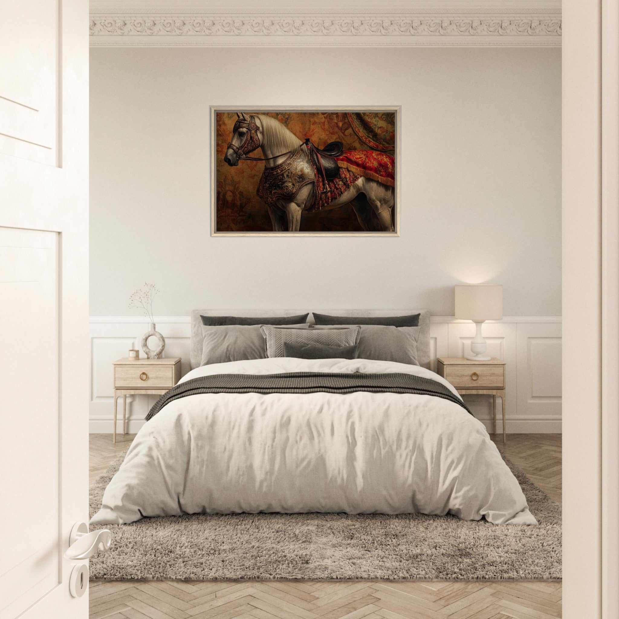 Framed Canvas Landscape - Renaissance Portrait of a Noble Horse A dignified 2 - Shop Ai Art WebShop - Digital Art online Store