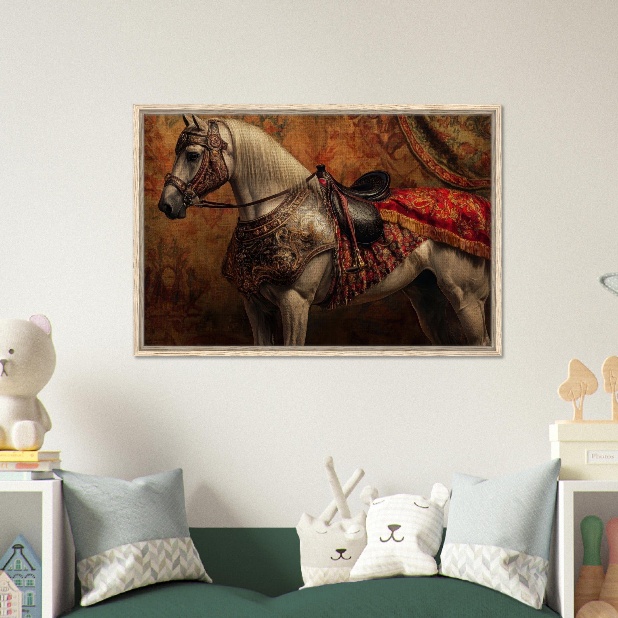 Framed Canvas Landscape - Renaissance Portrait of a Noble Horse A dignified 2 - Shop Ai Art WebShop - Digital Art online Store