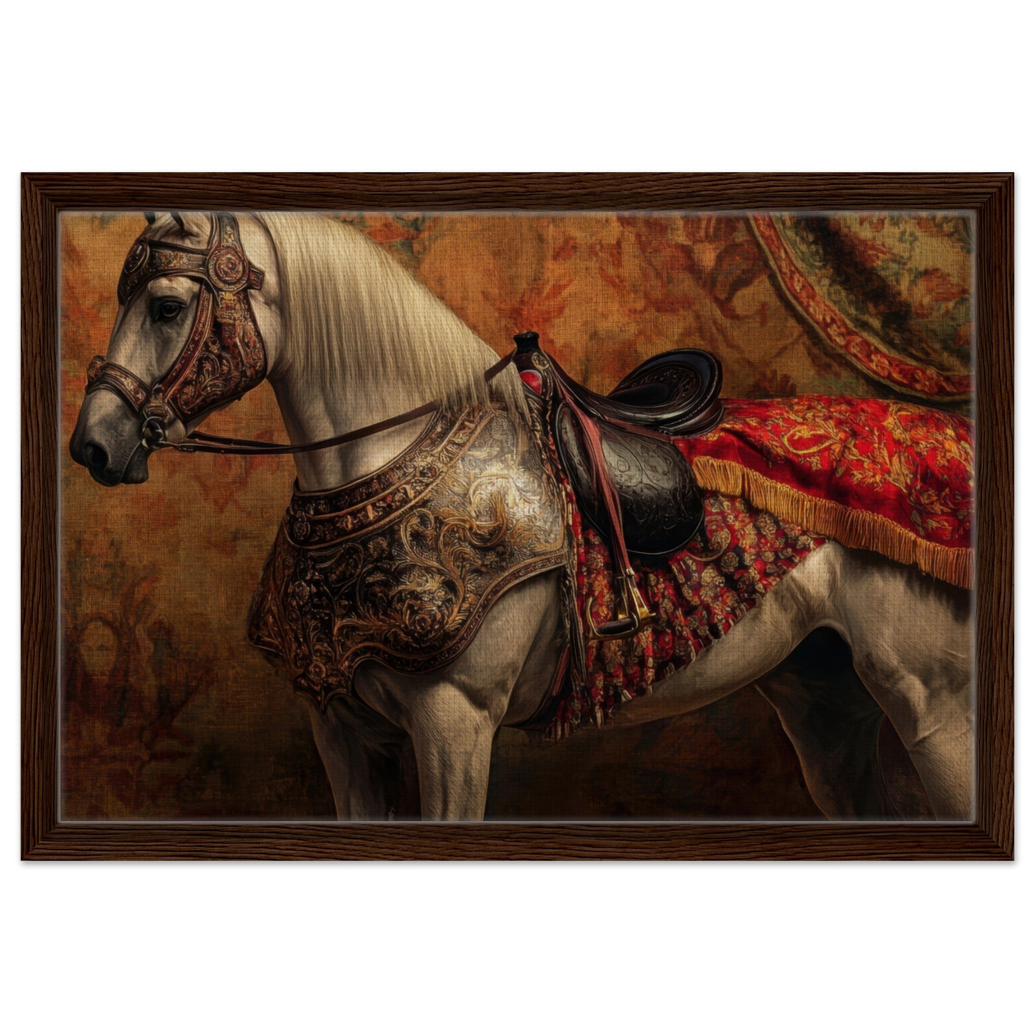 Framed Canvas Landscape - Renaissance Portrait of a Noble Horse A dignified 2 - Shop Ai Art WebShop - Digital Art online Store