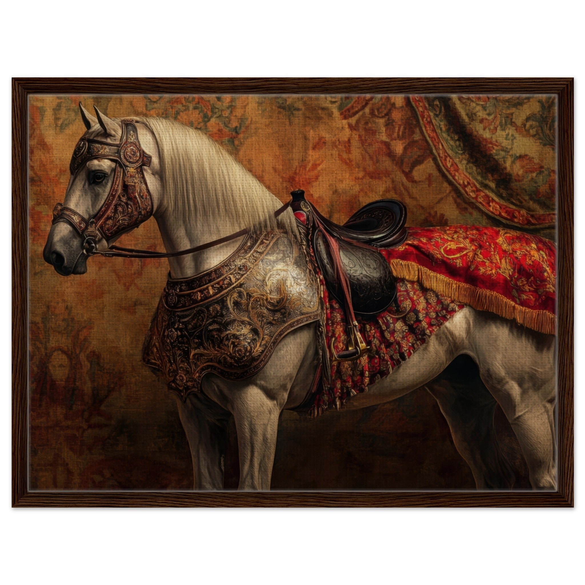 Framed Canvas Landscape - Renaissance Portrait of a Noble Horse A dignified 2 - Shop Ai Art WebShop - Digital Art online Store