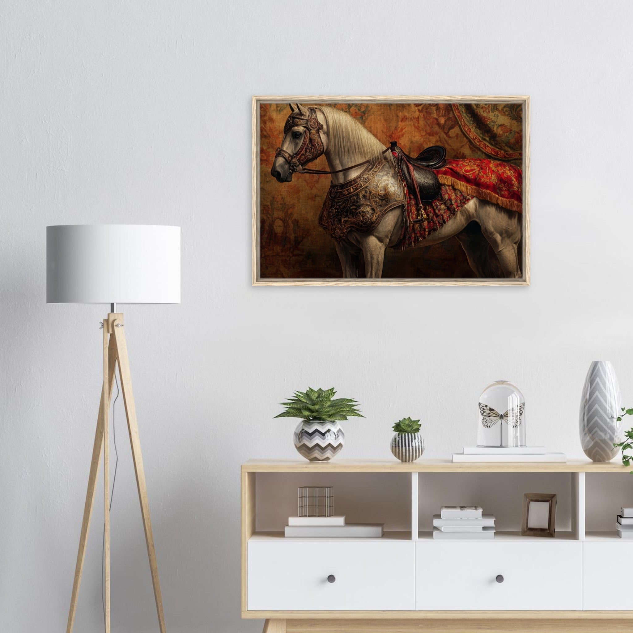 Framed Canvas Landscape - Renaissance Portrait of a Noble Horse A dignified 2 - Shop Ai Art WebShop - Digital Art online Store