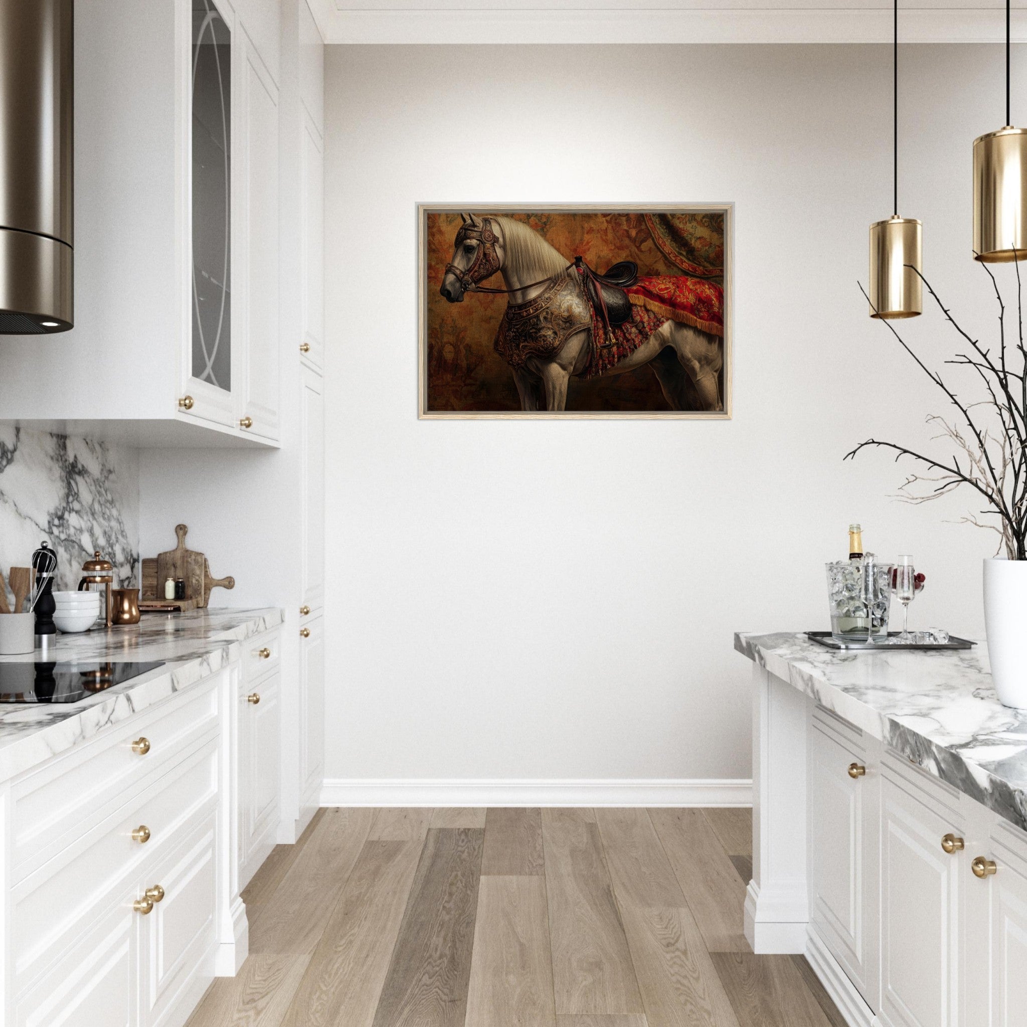 Framed Canvas Landscape - Renaissance Portrait of a Noble Horse A dignified 2 - Shop Ai Art WebShop - Digital Art online Store