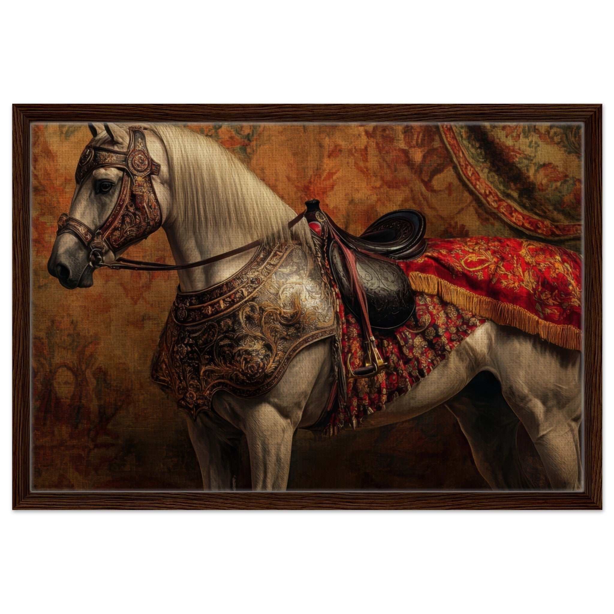 Framed Canvas Landscape - Renaissance Portrait of a Noble Horse A dignified 2 - Shop Ai Art WebShop - Digital Art online Store