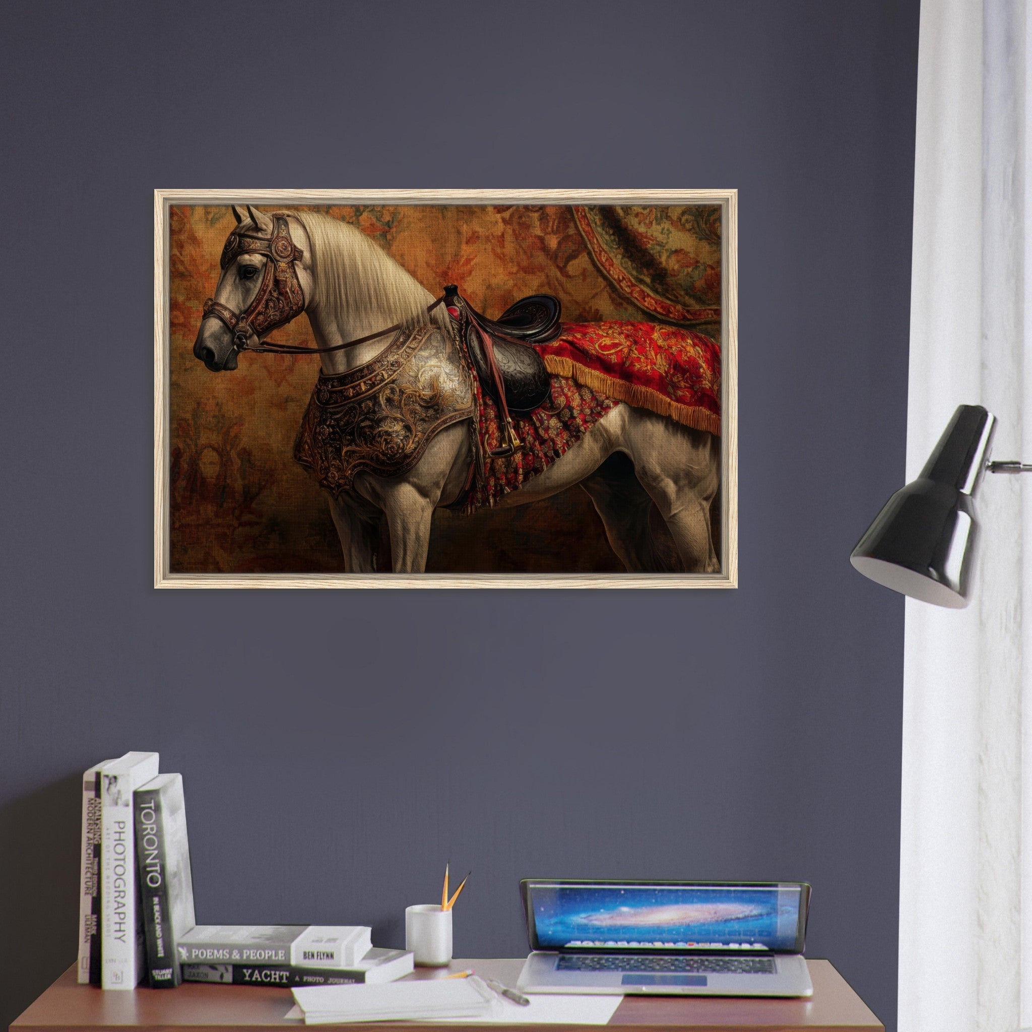 Framed Canvas Landscape - Renaissance Portrait of a Noble Horse A dignified 2 - Shop Ai Art WebShop - Digital Art online Store