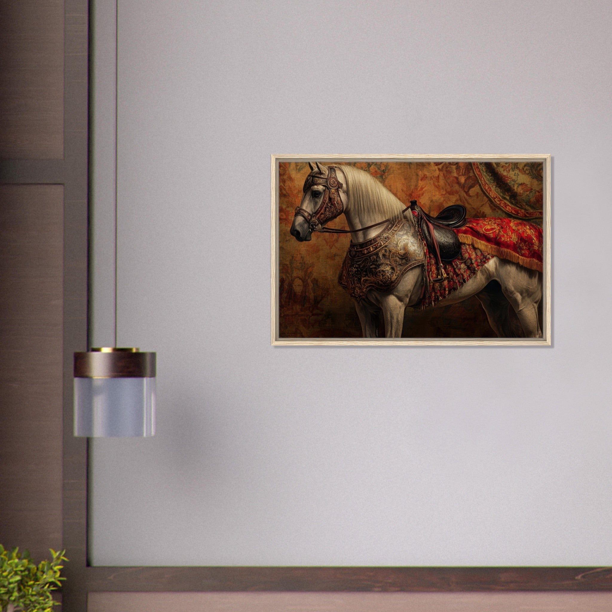 Framed Canvas Landscape - Renaissance Portrait of a Noble Horse A dignified 2 - Shop Ai Art WebShop - Digital Art online Store