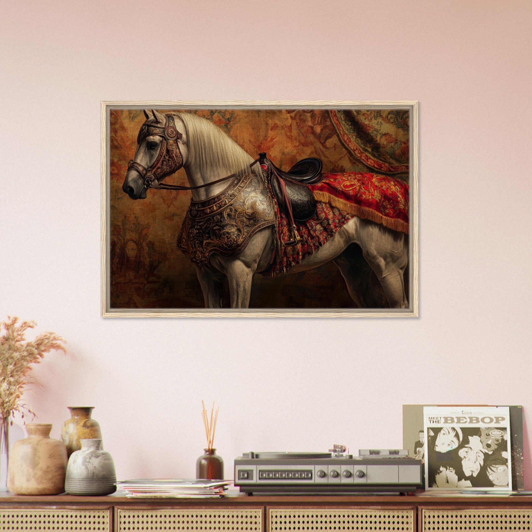Framed Canvas Landscape - Renaissance Portrait of a Noble Horse A dignified 2 - Shop Ai Art WebShop - Digital Art online Store