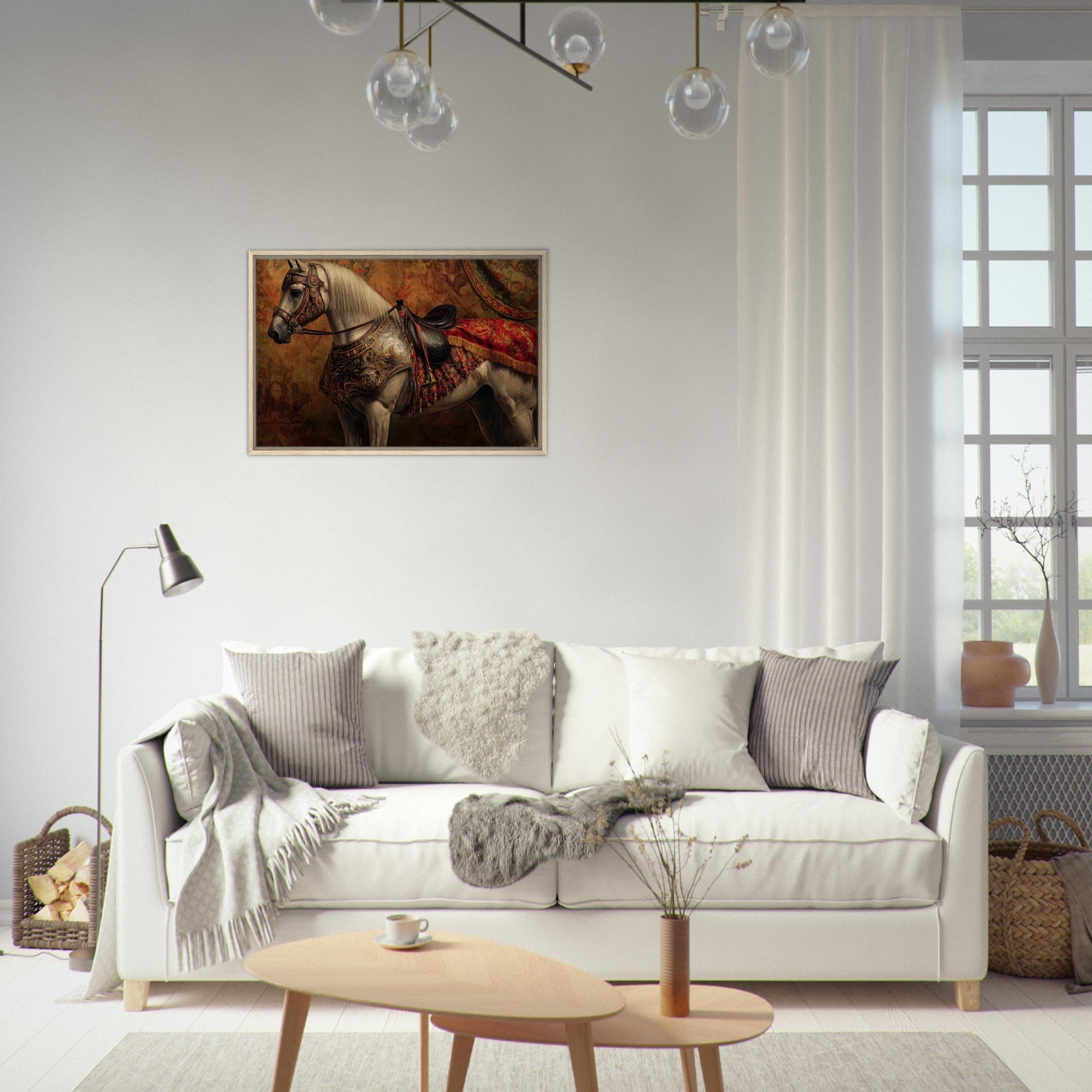 Framed Canvas Landscape - Renaissance Portrait of a Noble Horse A dignified 2 - Shop Ai Art WebShop - Digital Art online Store