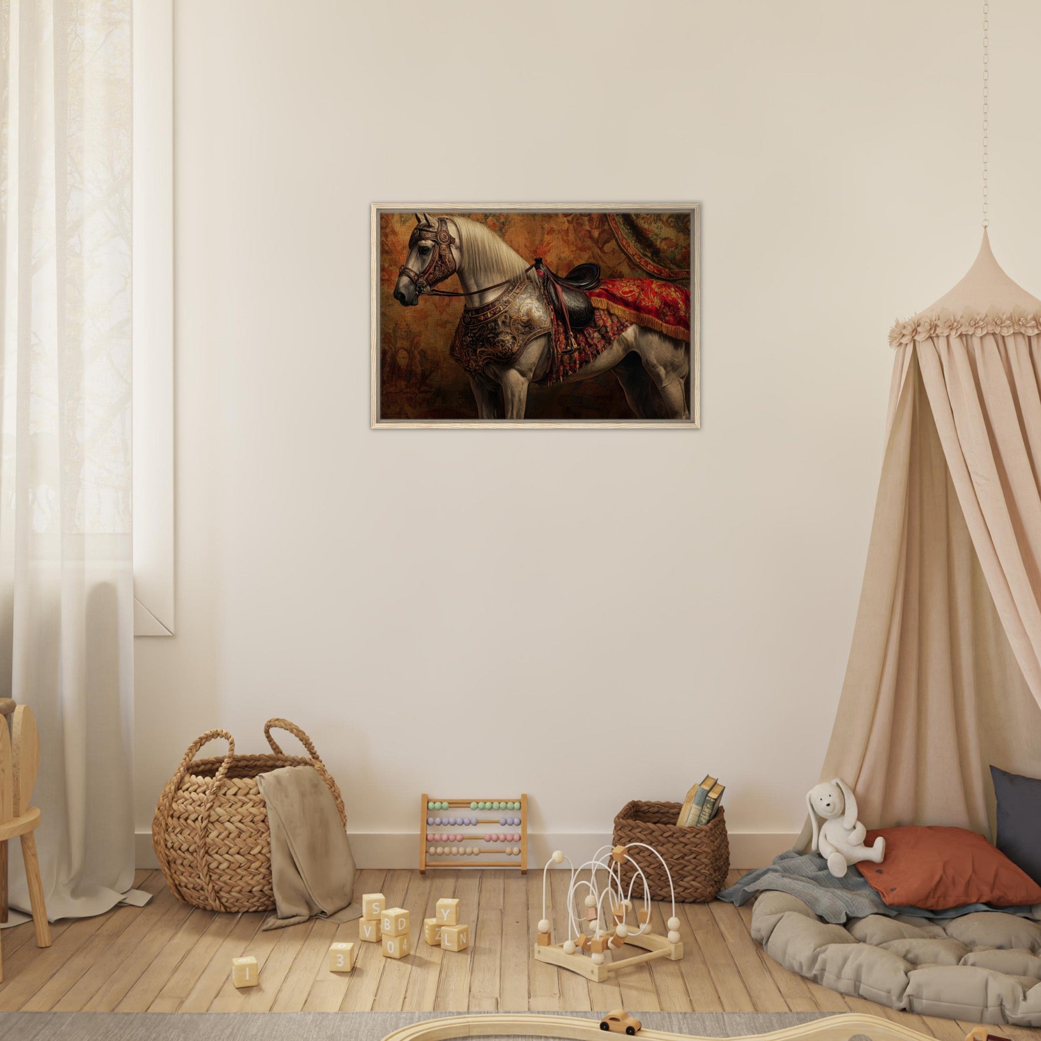 Framed Canvas Landscape - Renaissance Portrait of a Noble Horse A dignified 2 - Shop Ai Art WebShop - Digital Art online Store