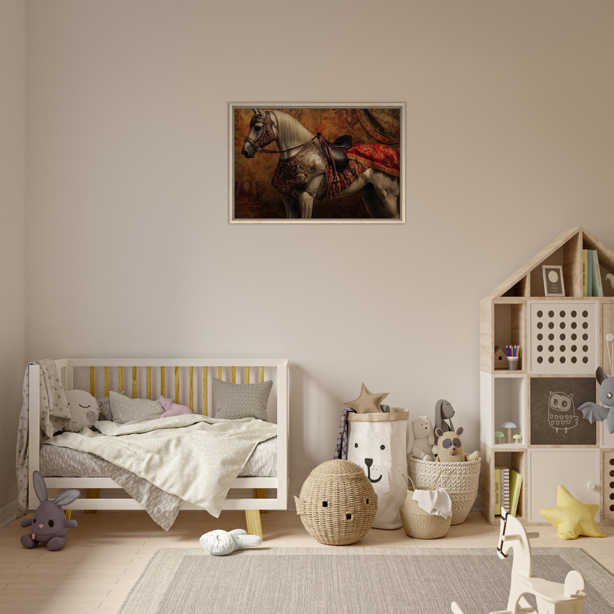 Framed Canvas Landscape - Renaissance Portrait of a Noble Horse A dignified 2 - Shop Ai Art WebShop - Digital Art online Store