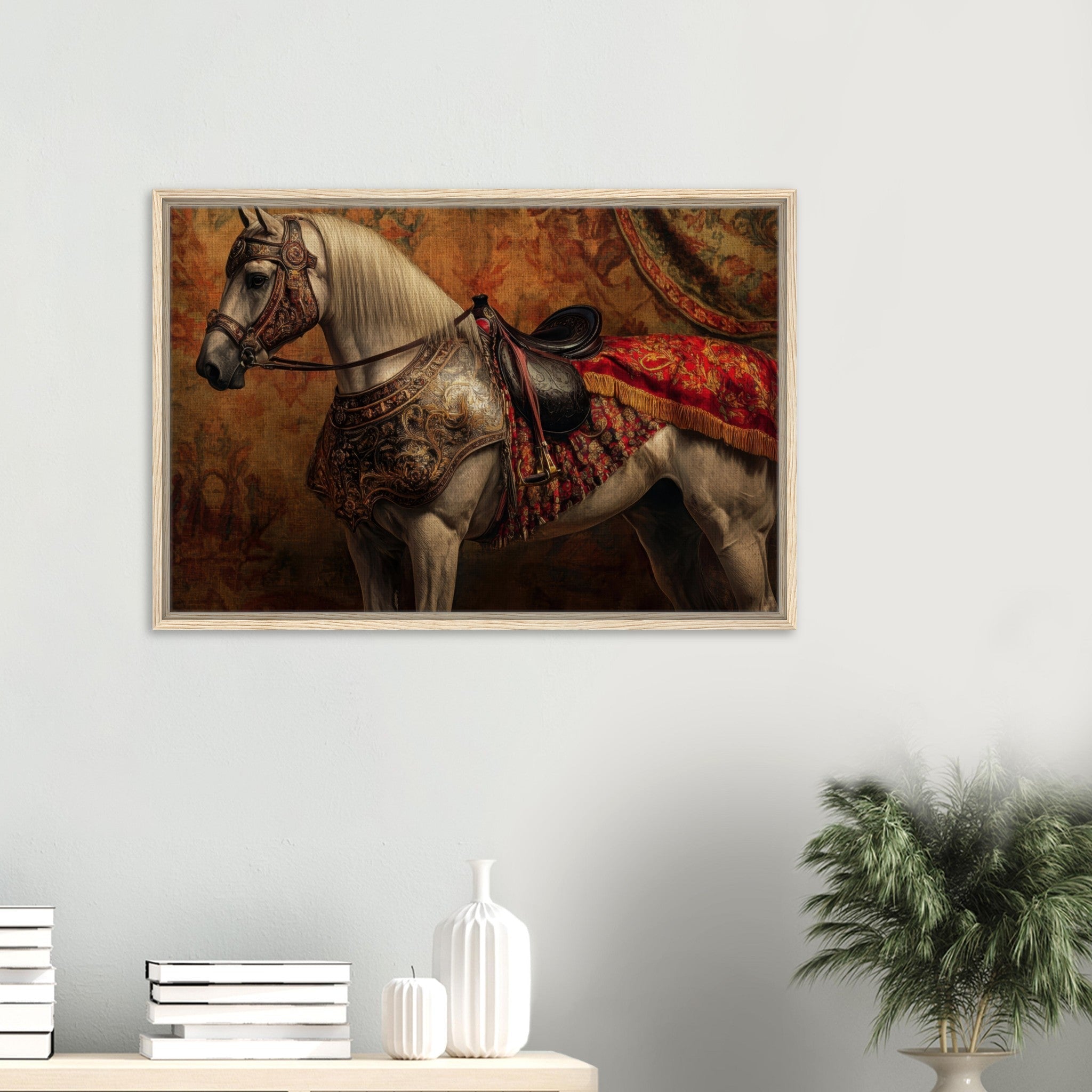 Framed Canvas Landscape - Renaissance Portrait of a Noble Horse A dignified 2 - Shop Ai Art WebShop - Digital Art online Store