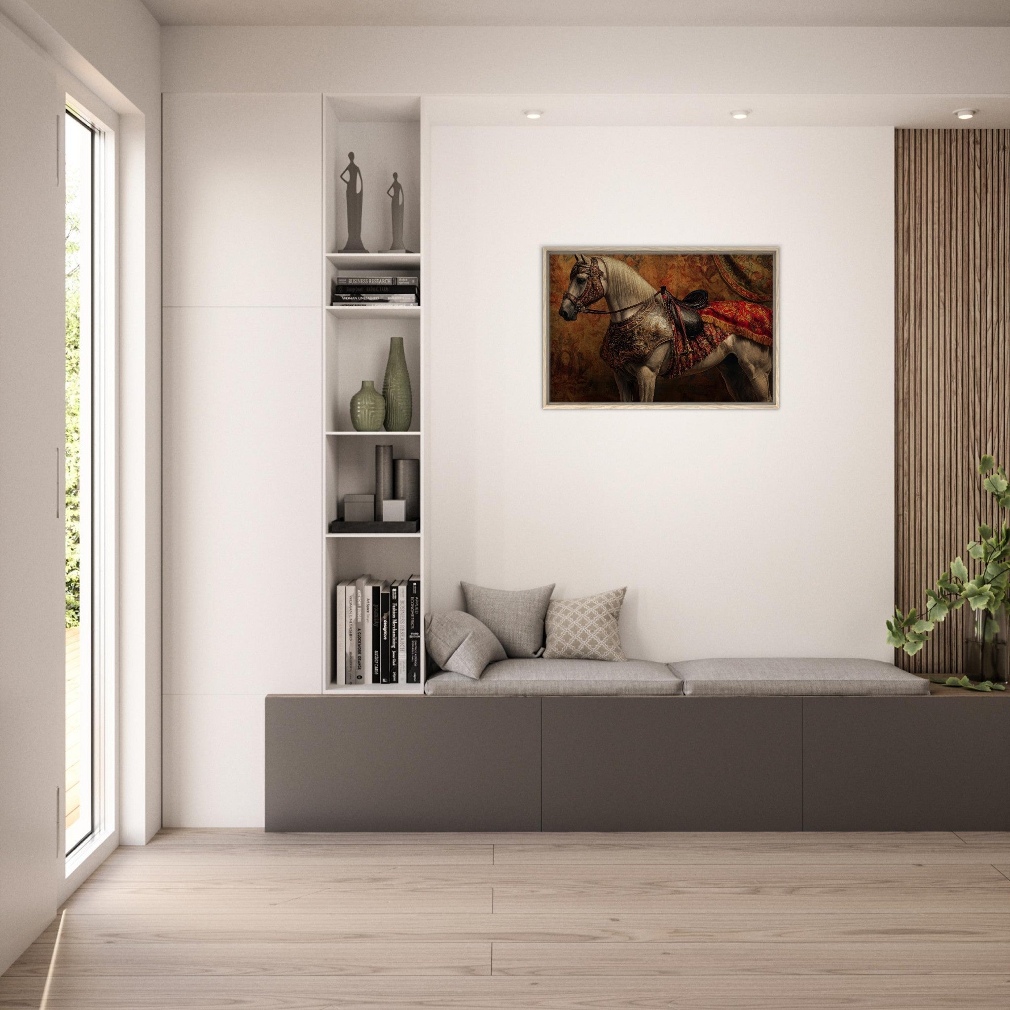 Framed Canvas Landscape - Renaissance Portrait of a Noble Horse A dignified 2 - Shop Ai Art WebShop - Digital Art online Store