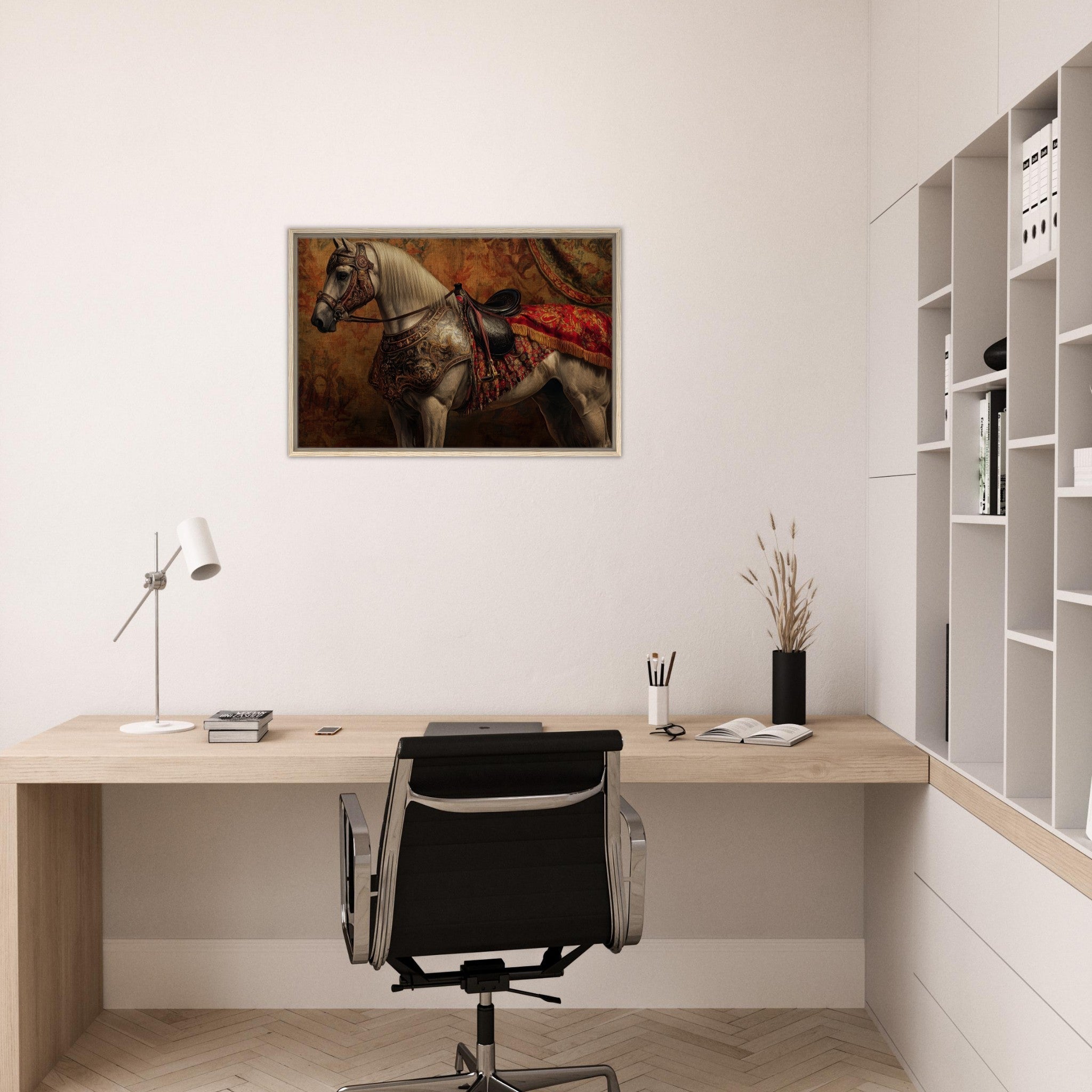 Framed Canvas Landscape - Renaissance Portrait of a Noble Horse A dignified 2 - Shop Ai Art WebShop - Digital Art online Store
