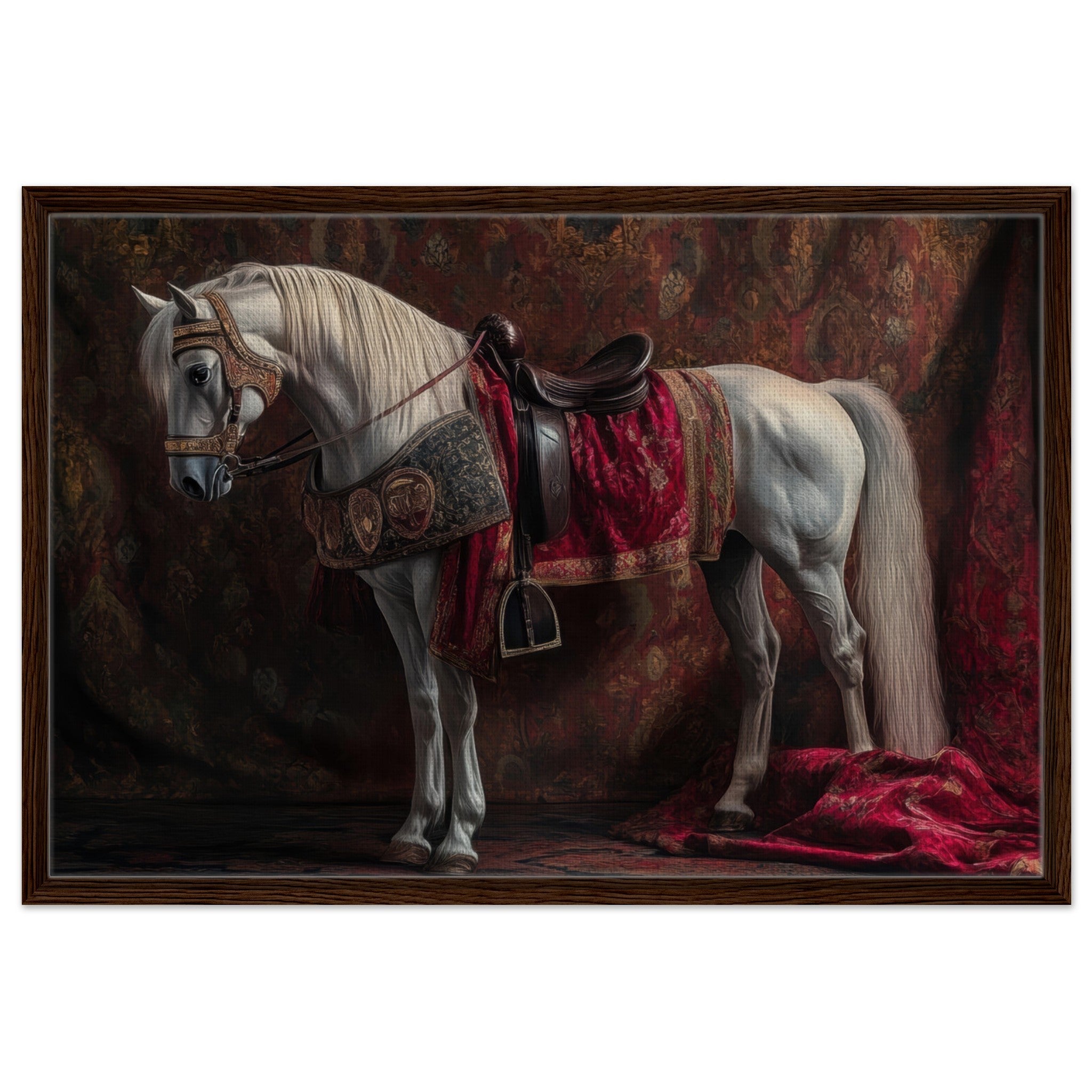 Framed Canvas Landscape - Renaissance Portrait of a Noble Horse A dignified 4 - Shop Ai Art WebShop - Digital Art online Store