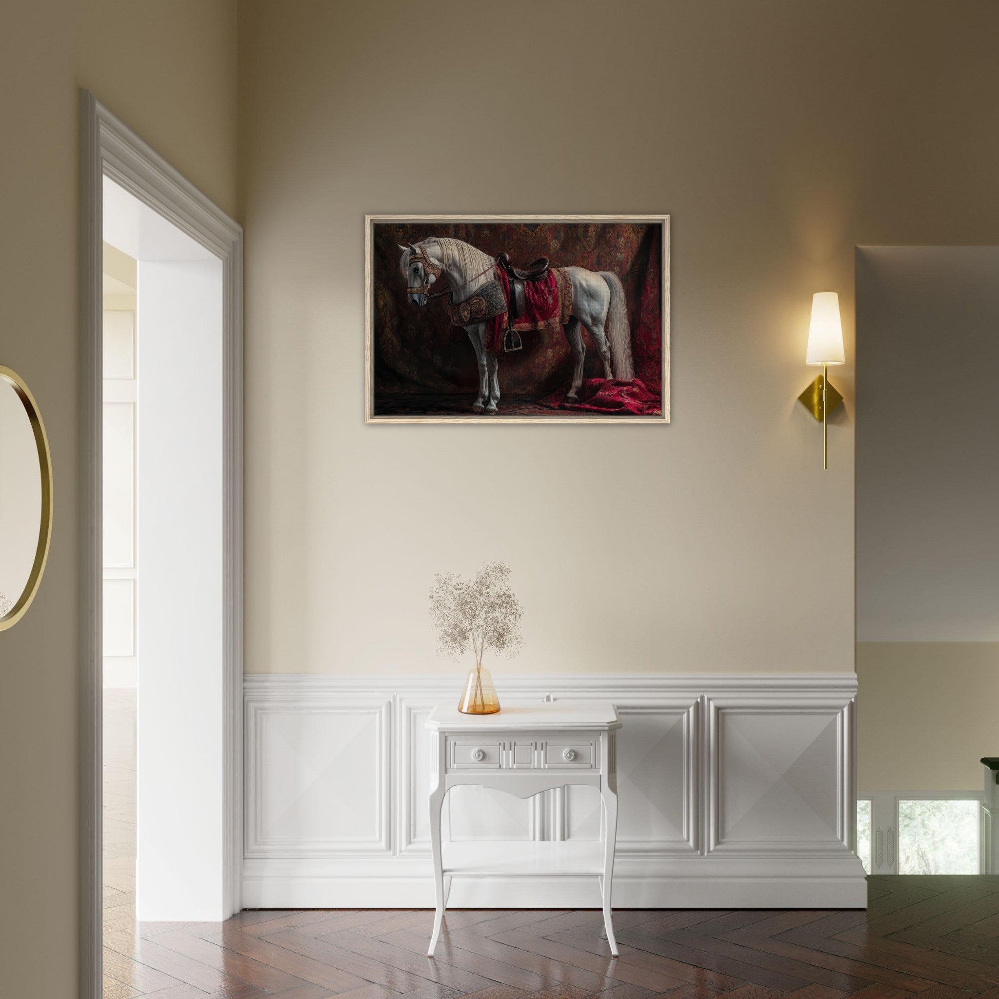 Framed Canvas Landscape - Renaissance Portrait of a Noble Horse A dignified 4 - Shop Ai Art WebShop - Digital Art online Store