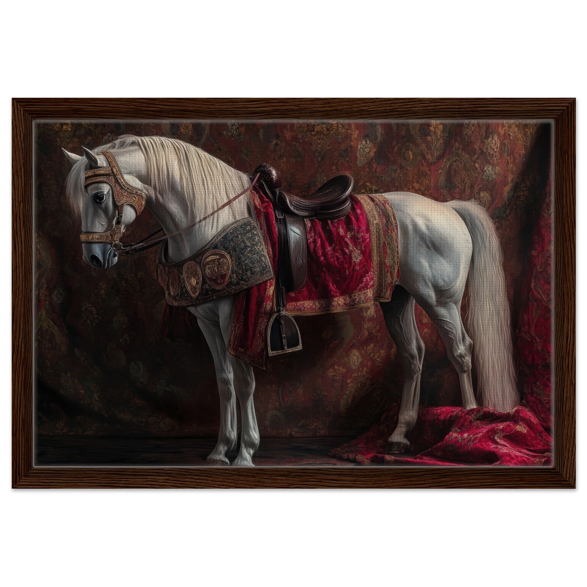 Framed Canvas Landscape - Renaissance Portrait of a Noble Horse A dignified 4 - Shop Ai Art WebShop - Digital Art online Store