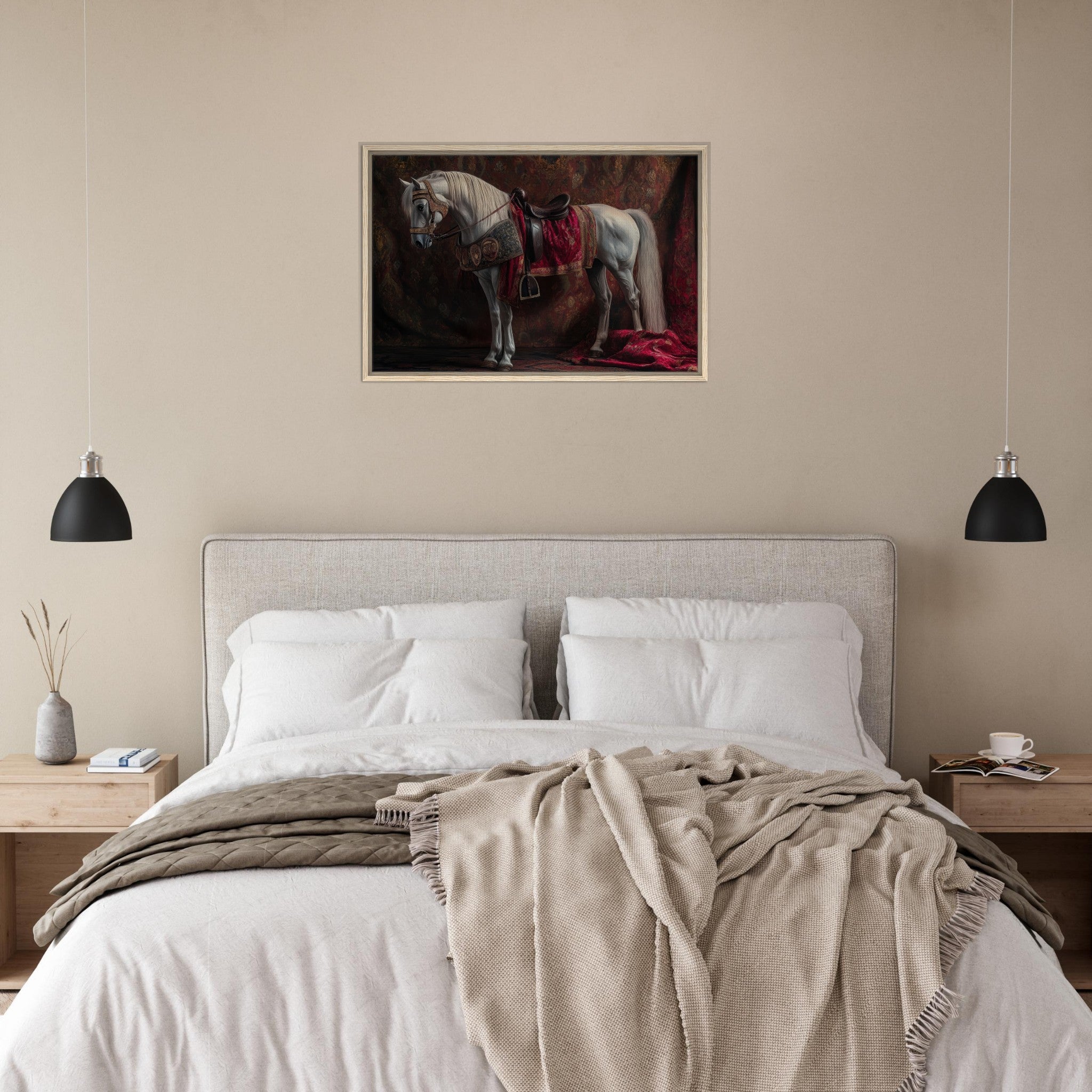 Framed Canvas Landscape - Renaissance Portrait of a Noble Horse A dignified 4 - Shop Ai Art WebShop - Digital Art online Store
