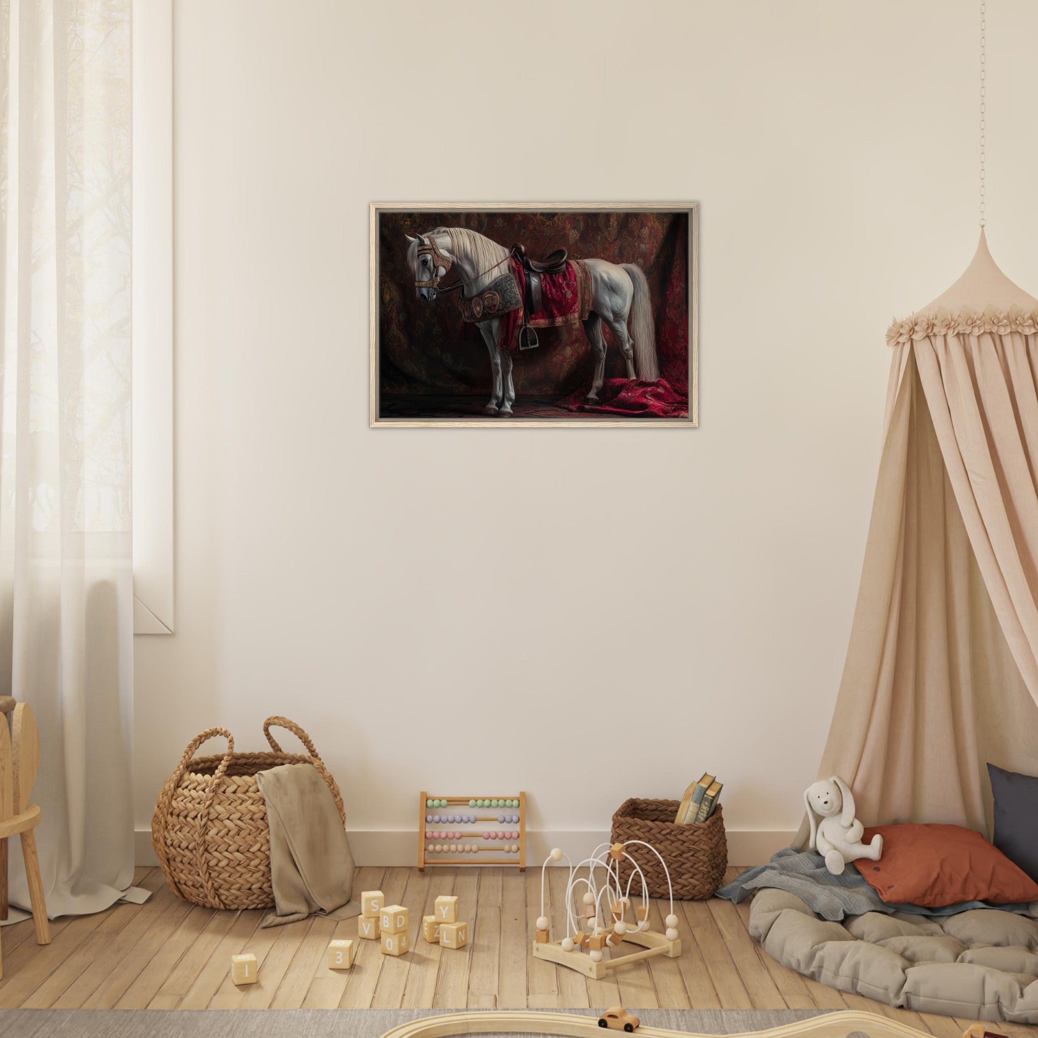 Framed Canvas Landscape - Renaissance Portrait of a Noble Horse A dignified 4 - Shop Ai Art WebShop - Digital Art online Store