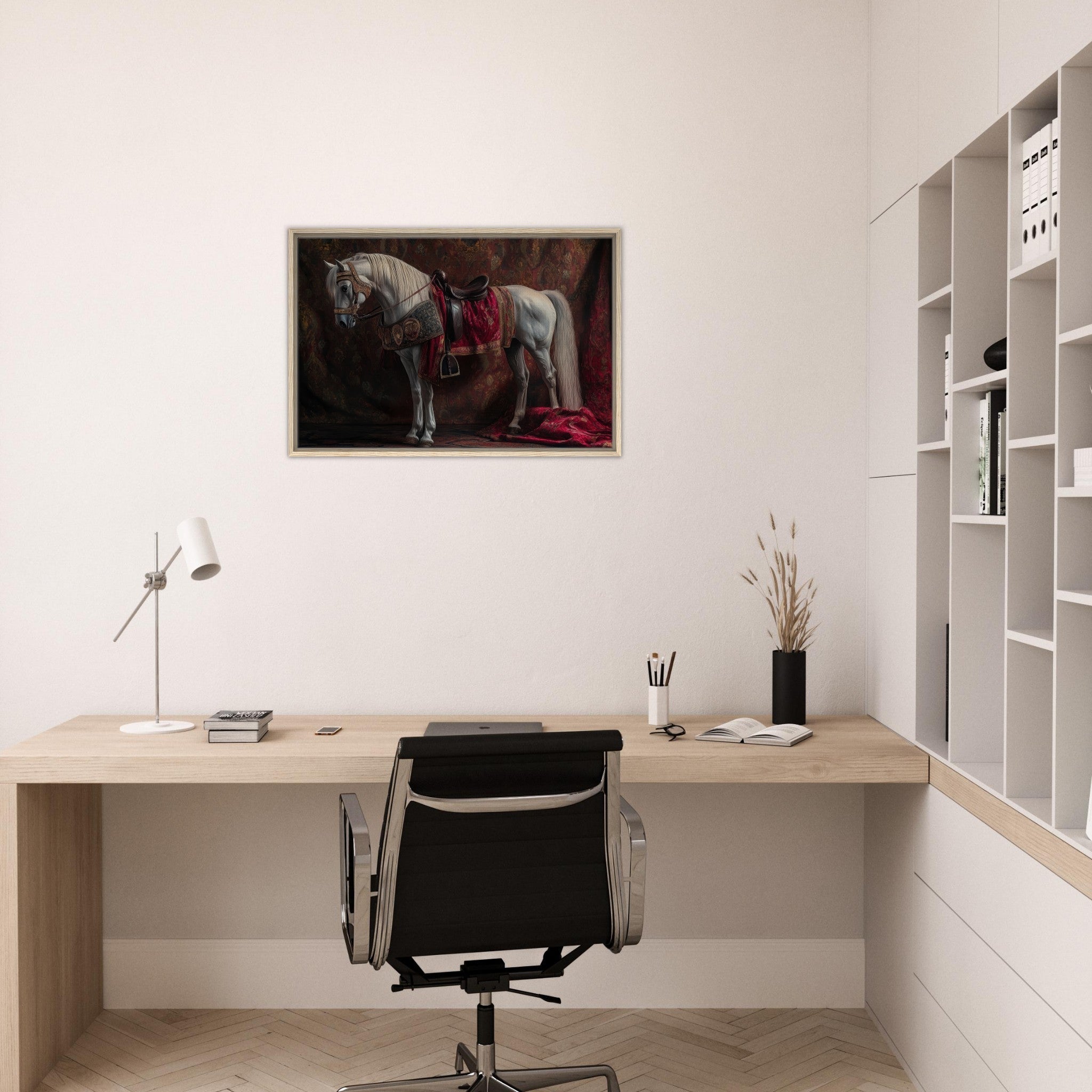 Framed Canvas Landscape - Renaissance Portrait of a Noble Horse A dignified 4 - Shop Ai Art WebShop - Digital Art online Store