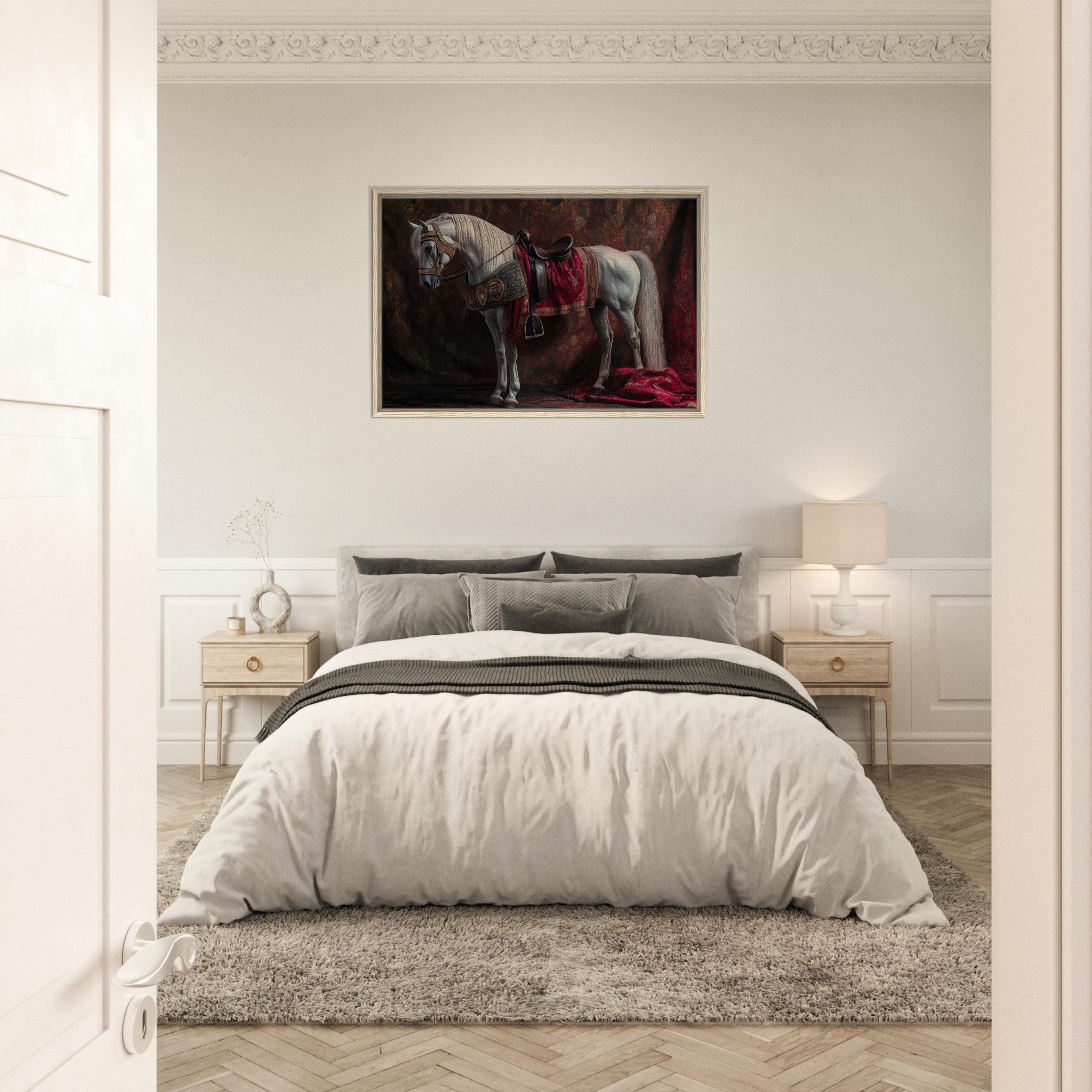 Framed Canvas Landscape - Renaissance Portrait of a Noble Horse A dignified 4 - Shop Ai Art WebShop - Digital Art online Store