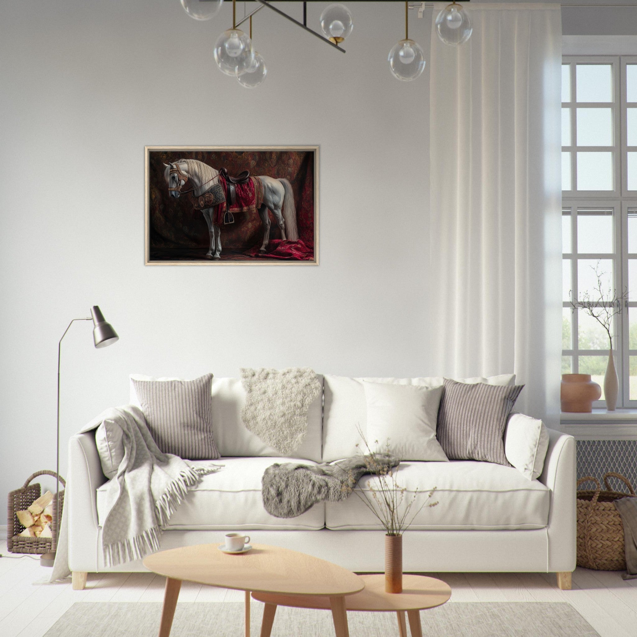 Framed Canvas Landscape - Renaissance Portrait of a Noble Horse A dignified 4 - Shop Ai Art WebShop - Digital Art online Store