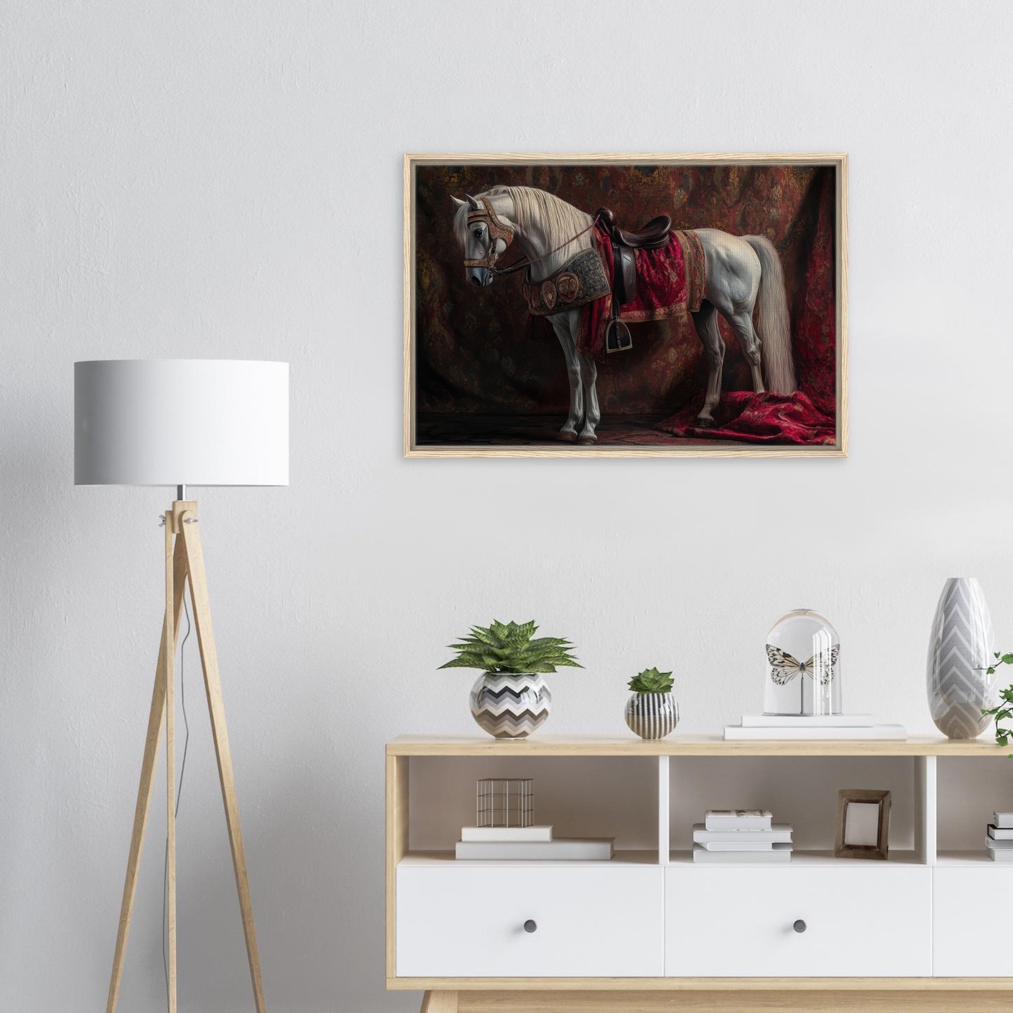 Framed Canvas Landscape - Renaissance Portrait of a Noble Horse A dignified 4 - Shop Ai Art WebShop - Digital Art online Store