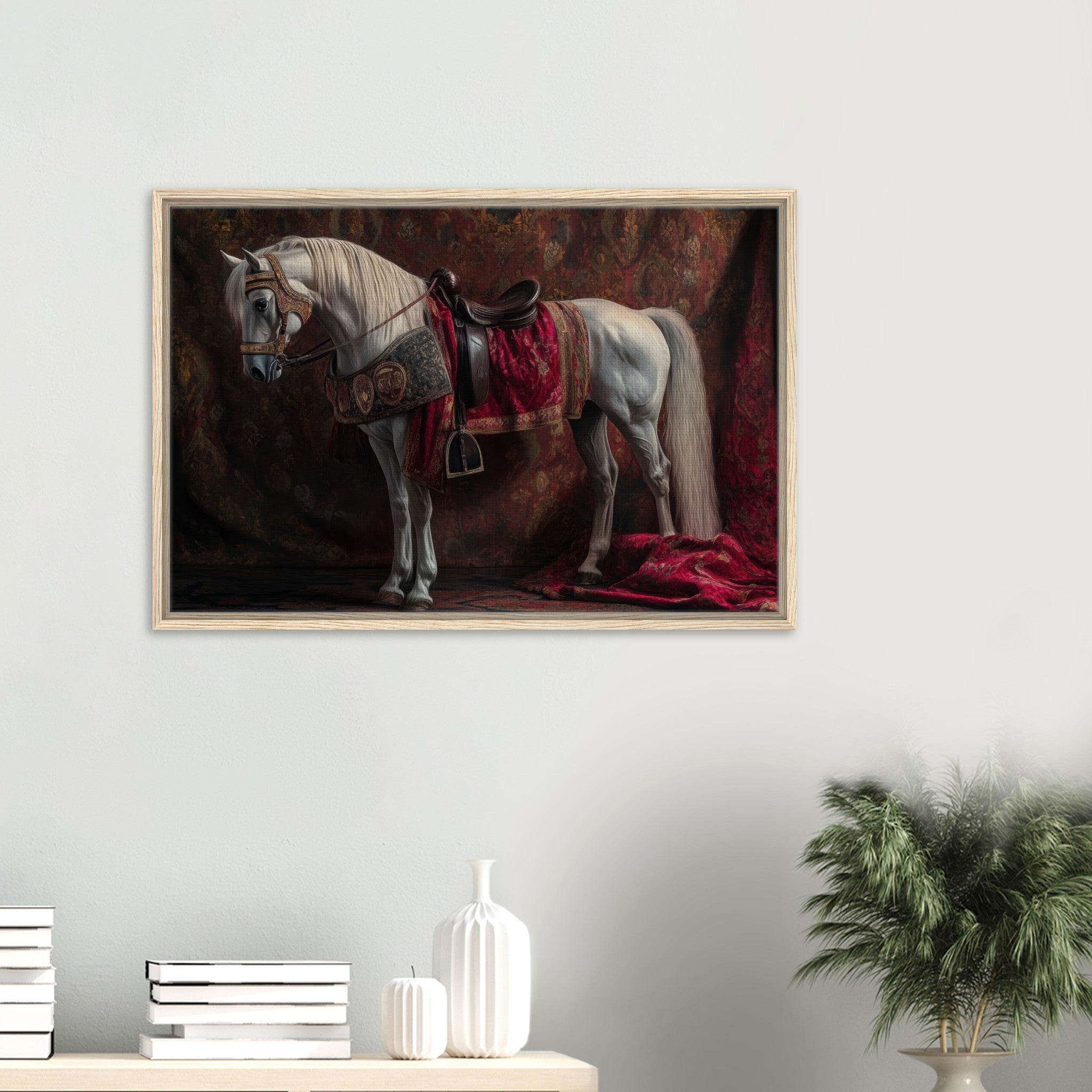 Framed Canvas Landscape - Renaissance Portrait of a Noble Horse A dignified 4 - Shop Ai Art WebShop - Digital Art online Store