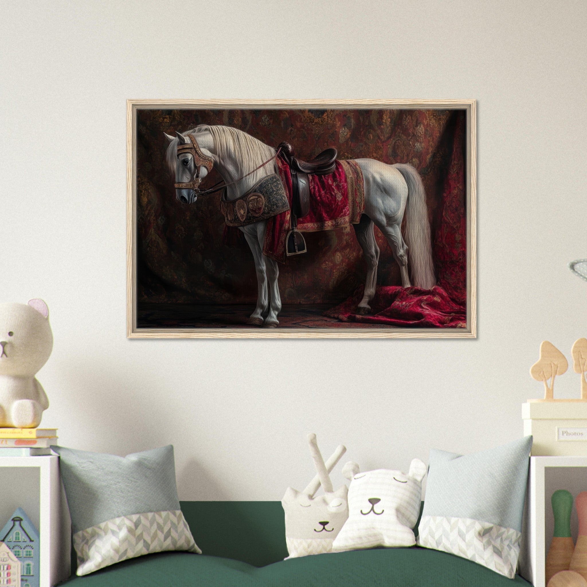 Framed Canvas Landscape - Renaissance Portrait of a Noble Horse A dignified 4 - Shop Ai Art WebShop - Digital Art online Store