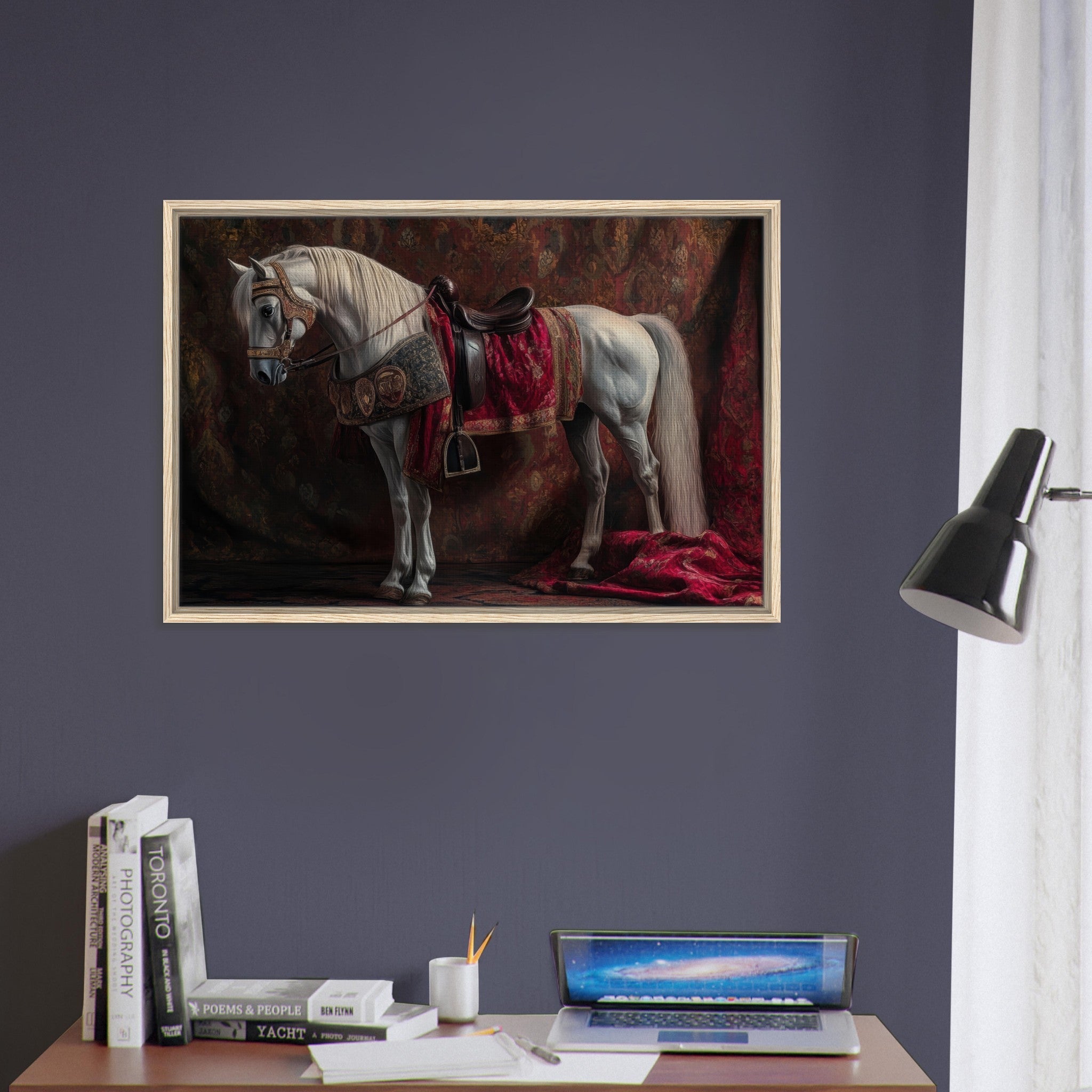 Framed Canvas Landscape - Renaissance Portrait of a Noble Horse A dignified 4 - Shop Ai Art WebShop - Digital Art online Store
