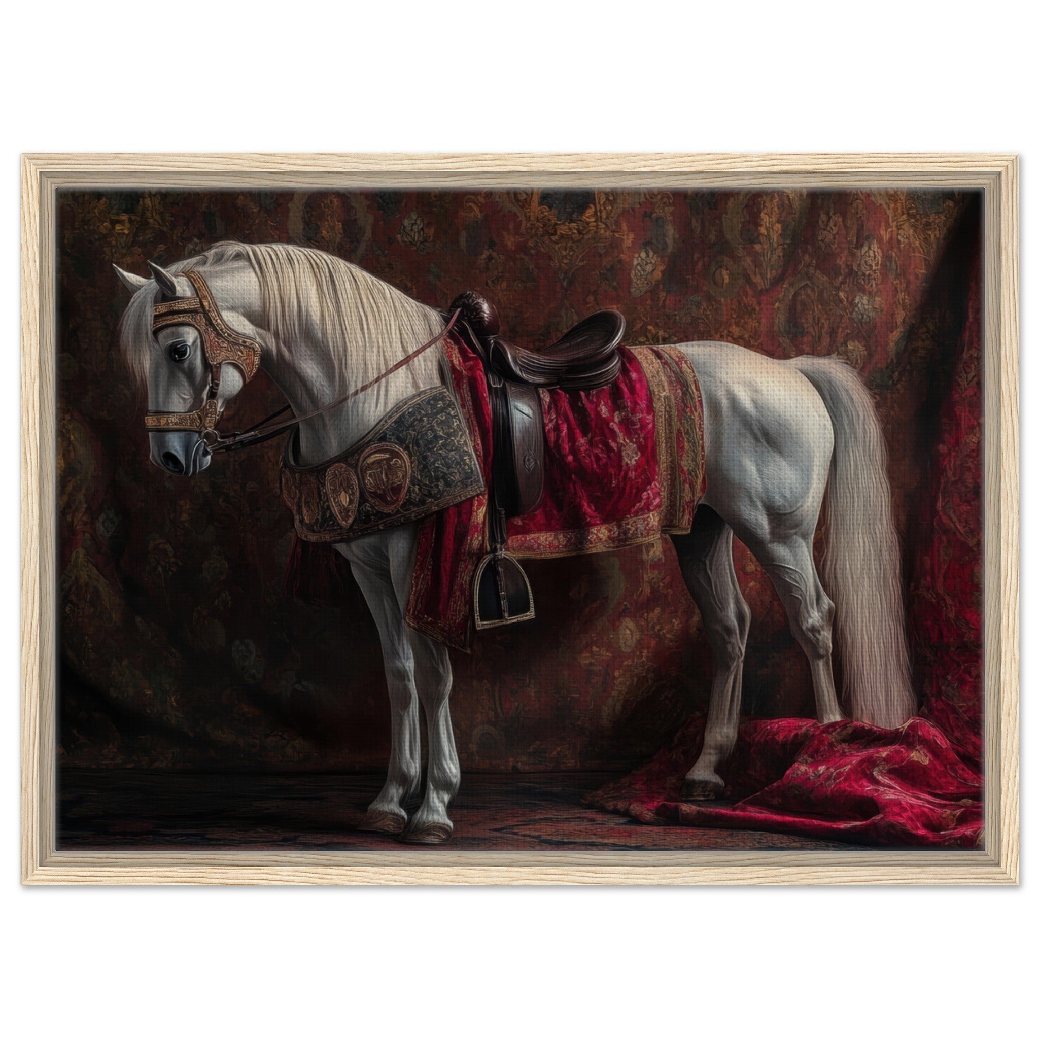 Framed Canvas Landscape - Renaissance Portrait of a Noble Horse A dignified 4 - Shop Ai Art WebShop - Digital Art online Store