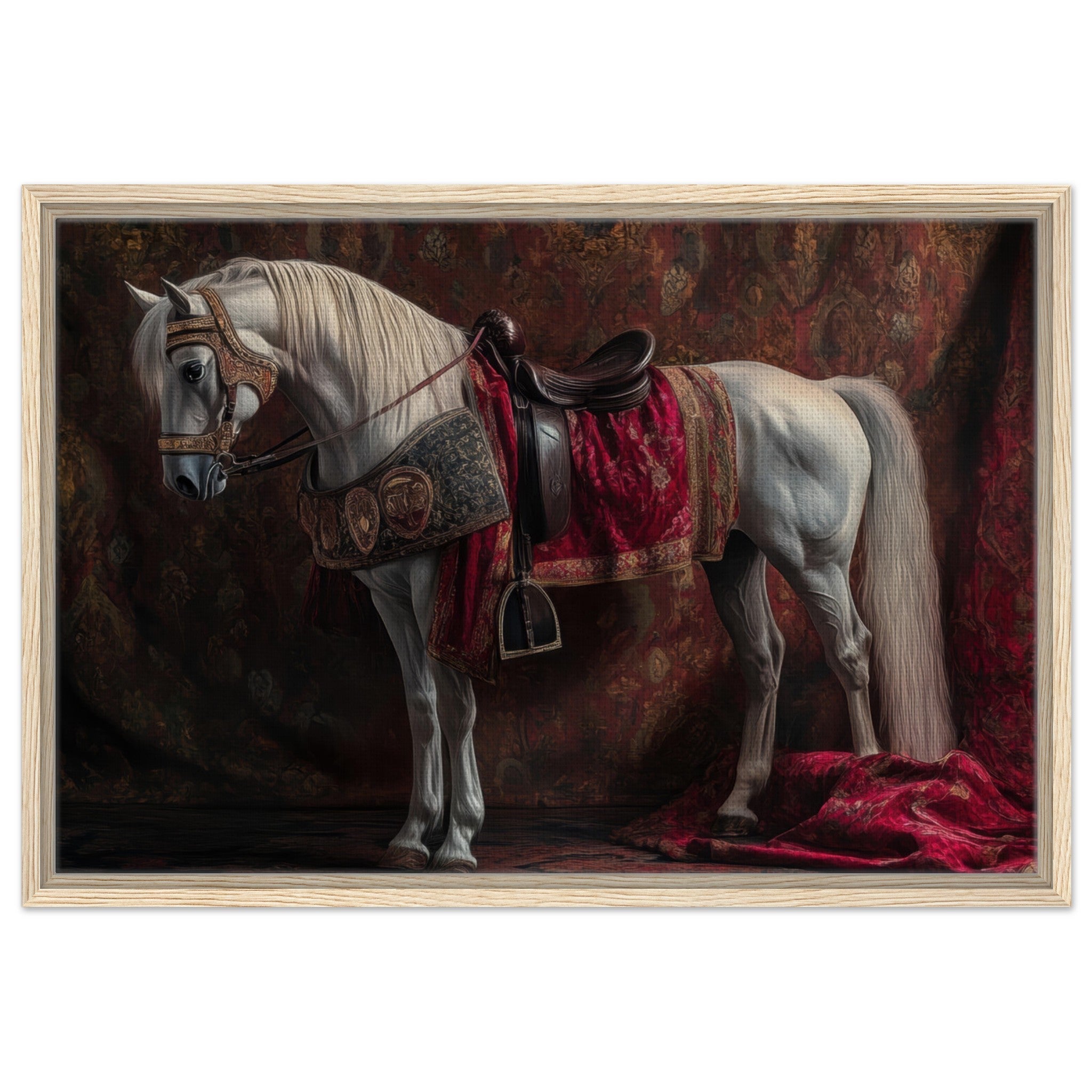 Framed Canvas Landscape - Renaissance Portrait of a Noble Horse A dignified 4 - Shop Ai Art WebShop - Digital Art online Store