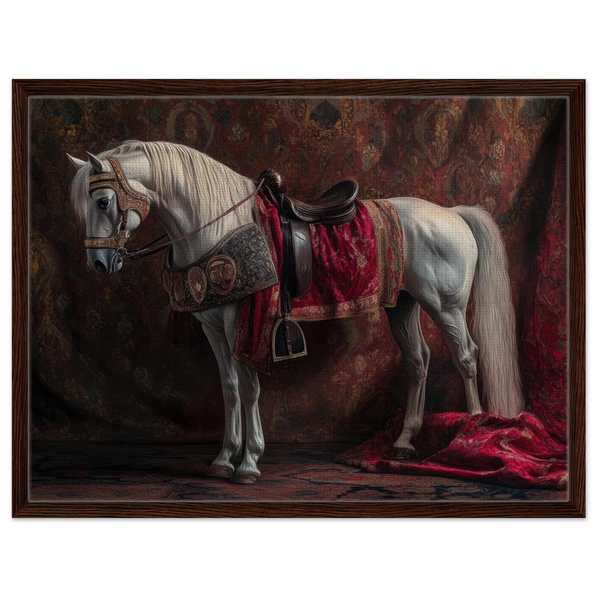 Framed Canvas Landscape - Renaissance Portrait of a Noble Horse A dignified 4 - Shop Ai Art WebShop - Digital Art online Store