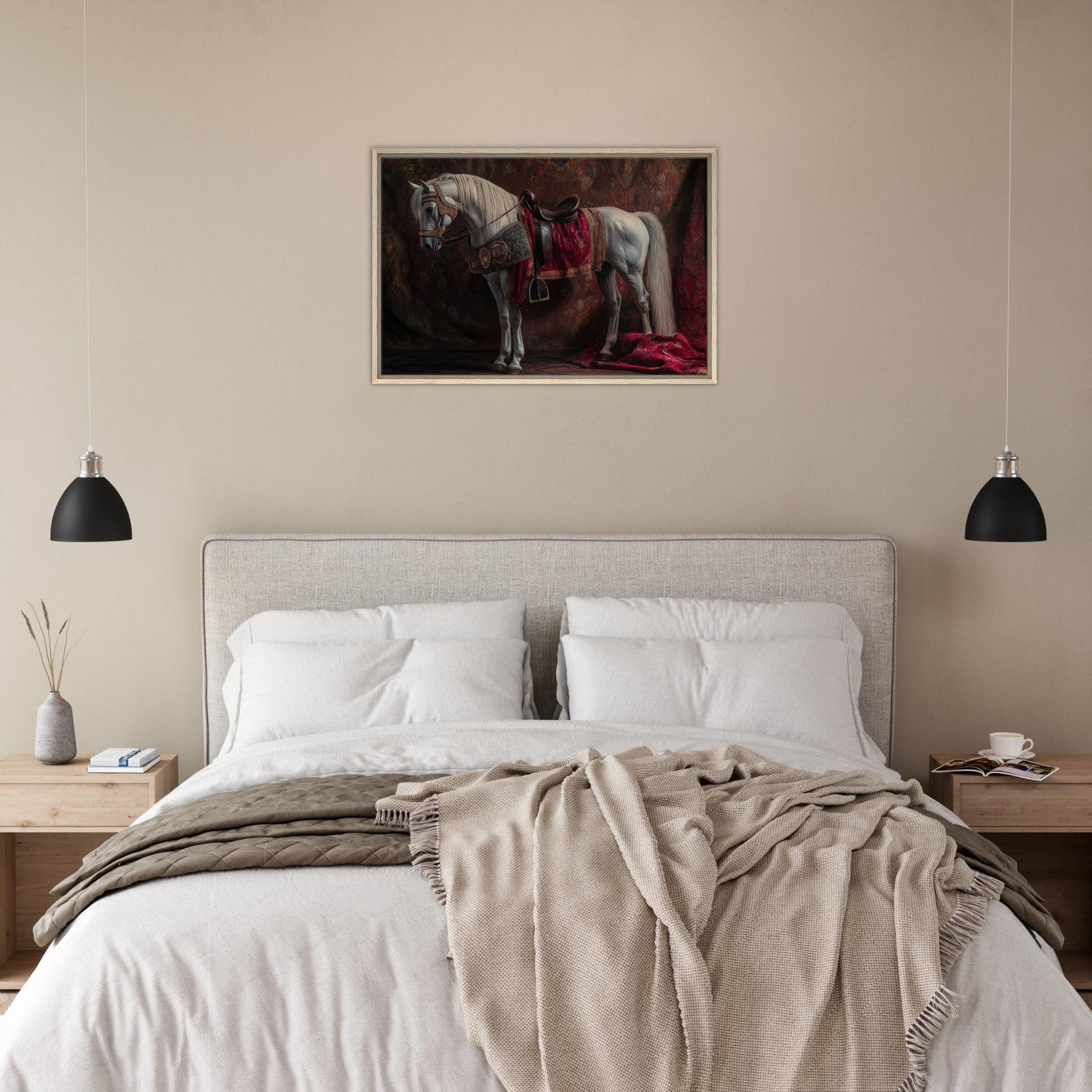 Framed Canvas Landscape - Renaissance Portrait of a Noble Horse A dignified 4 - Shop Ai Art WebShop - Digital Art online Store