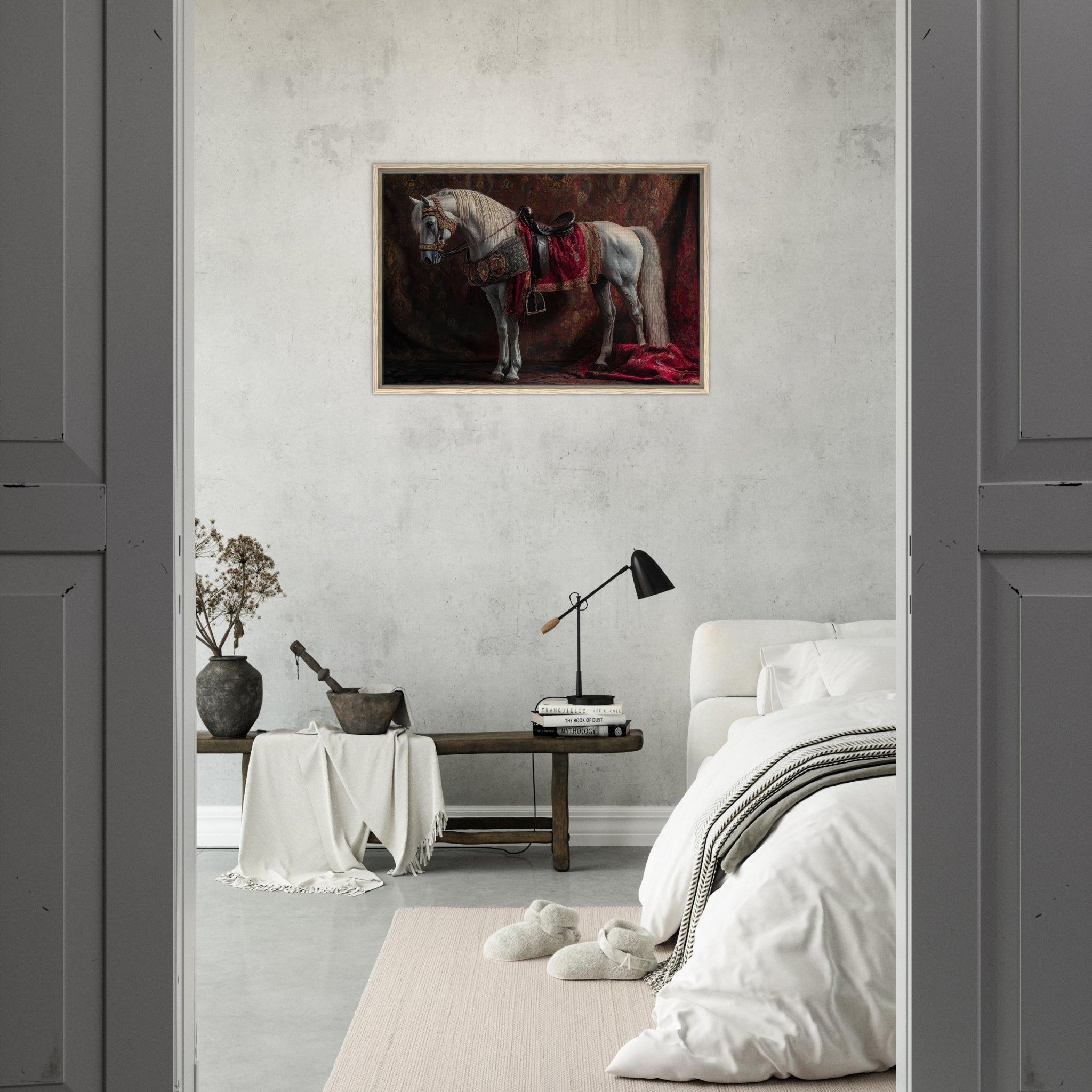 Framed Canvas Landscape - Renaissance Portrait of a Noble Horse A dignified 4 - Shop Ai Art WebShop - Digital Art online Store