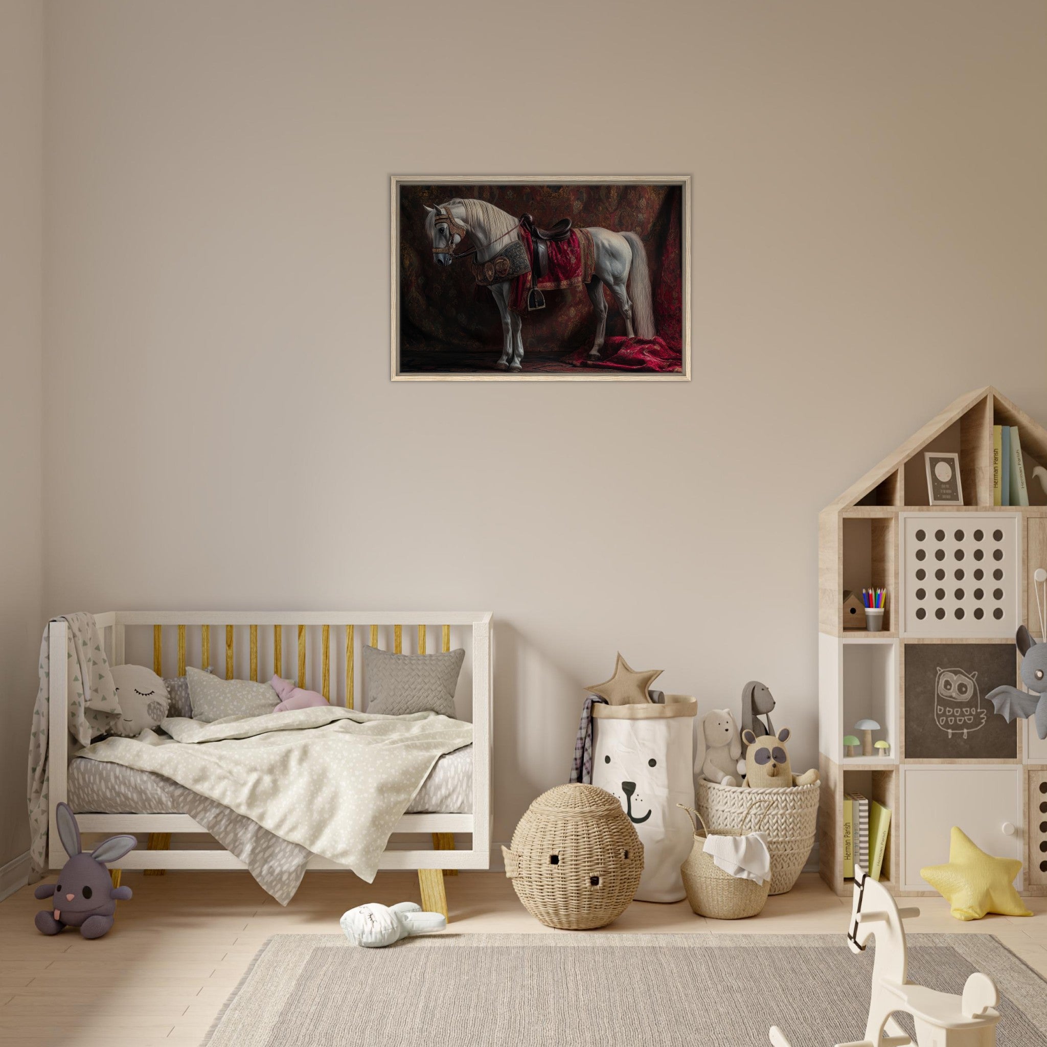 Framed Canvas Landscape - Renaissance Portrait of a Noble Horse A dignified 4 - Shop Ai Art WebShop - Digital Art online Store
