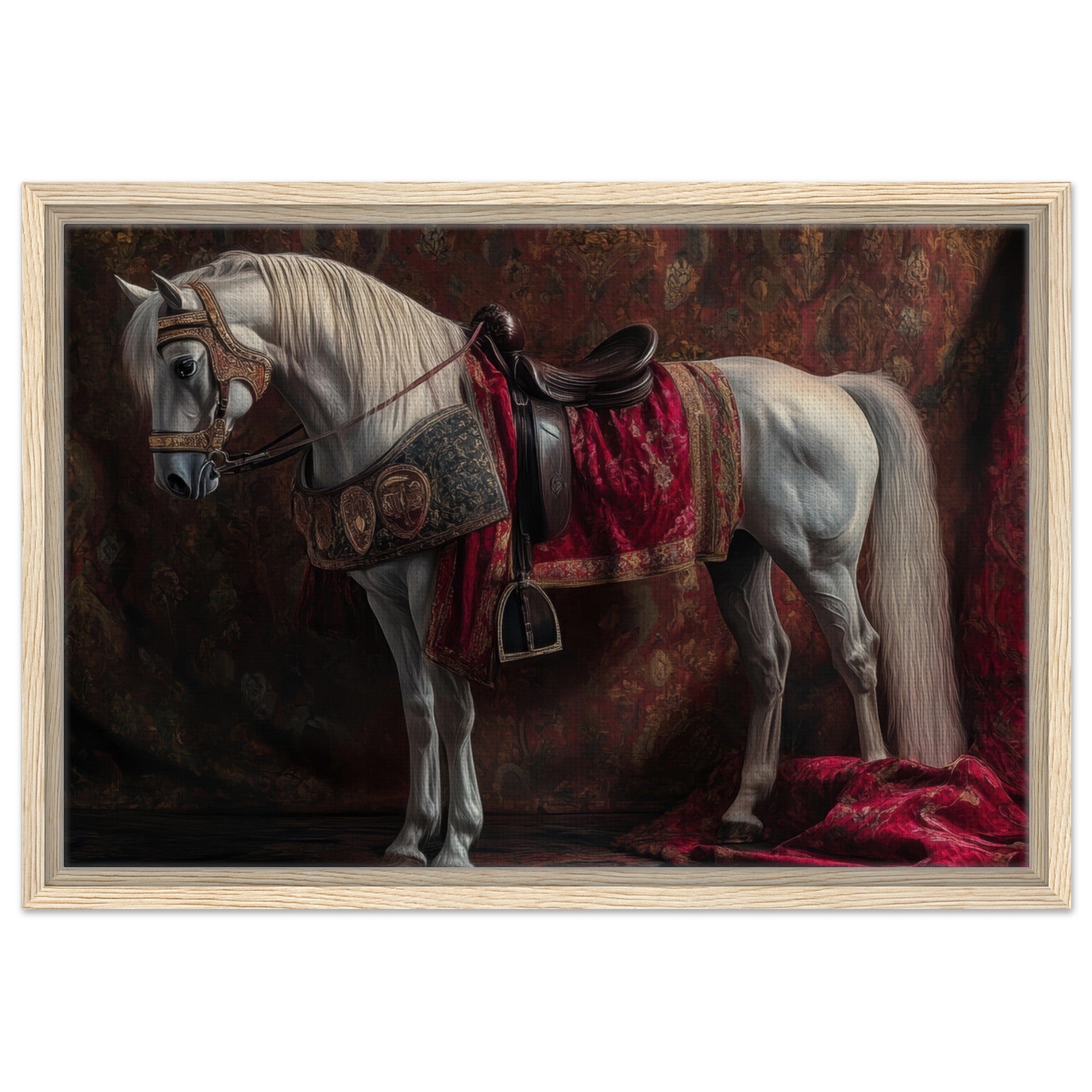 Framed Canvas Landscape - Renaissance Portrait of a Noble Horse A dignified 4 - Shop Ai Art WebShop - Digital Art online Store