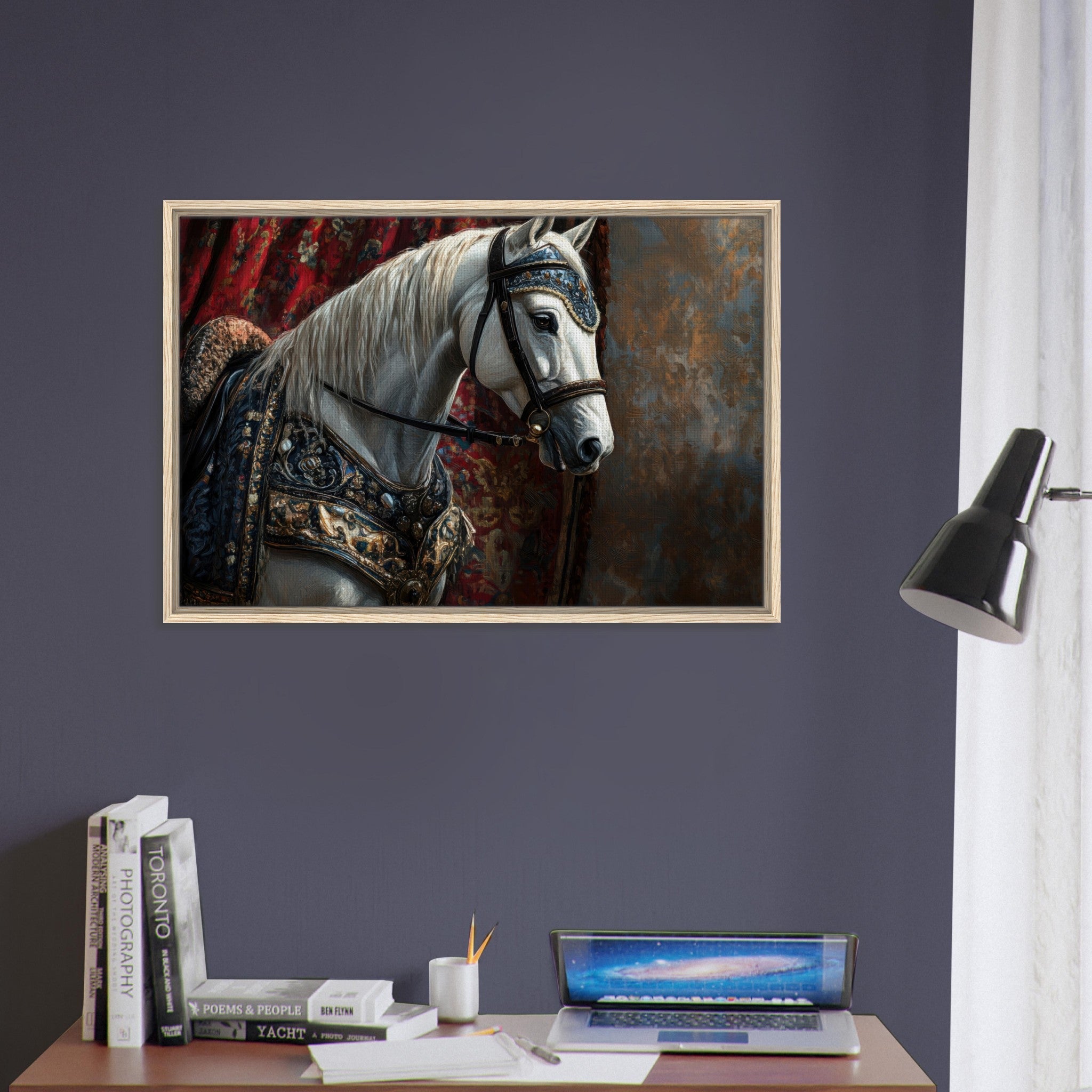 Framed Canvas Landscape - Renaissance Portrait of a Noble Horse A dignified 6 - Shop Ai Art WebShop - Digital Art online Store