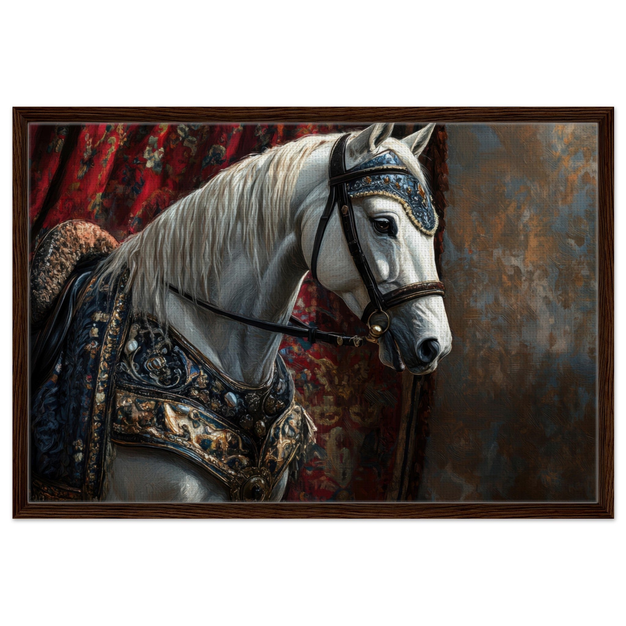 Framed Canvas Landscape - Renaissance Portrait of a Noble Horse A dignified 6 - Shop Ai Art WebShop - Digital Art online Store