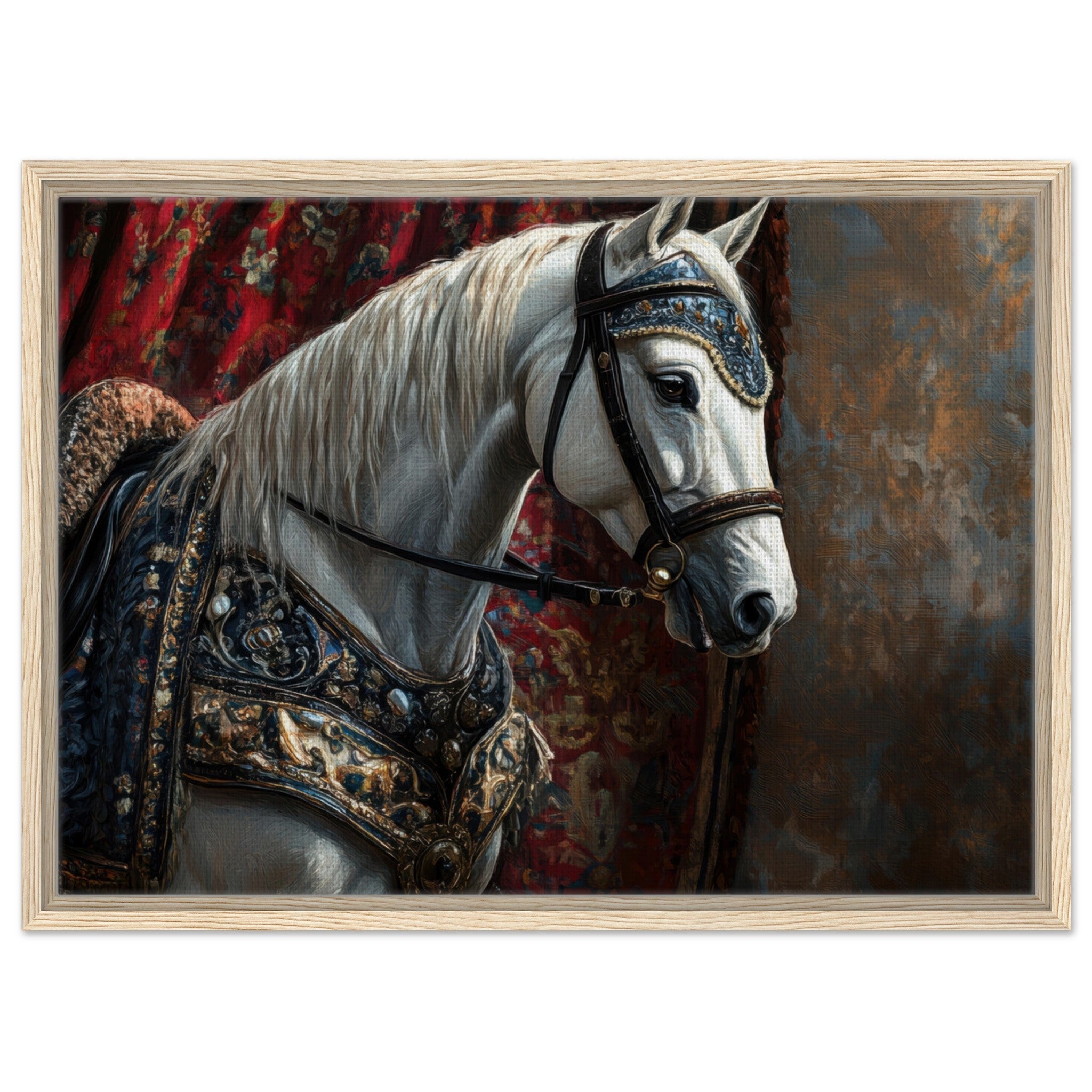 Framed Canvas Landscape - Renaissance Portrait of a Noble Horse A dignified 6 - Shop Ai Art WebShop - Digital Art online Store