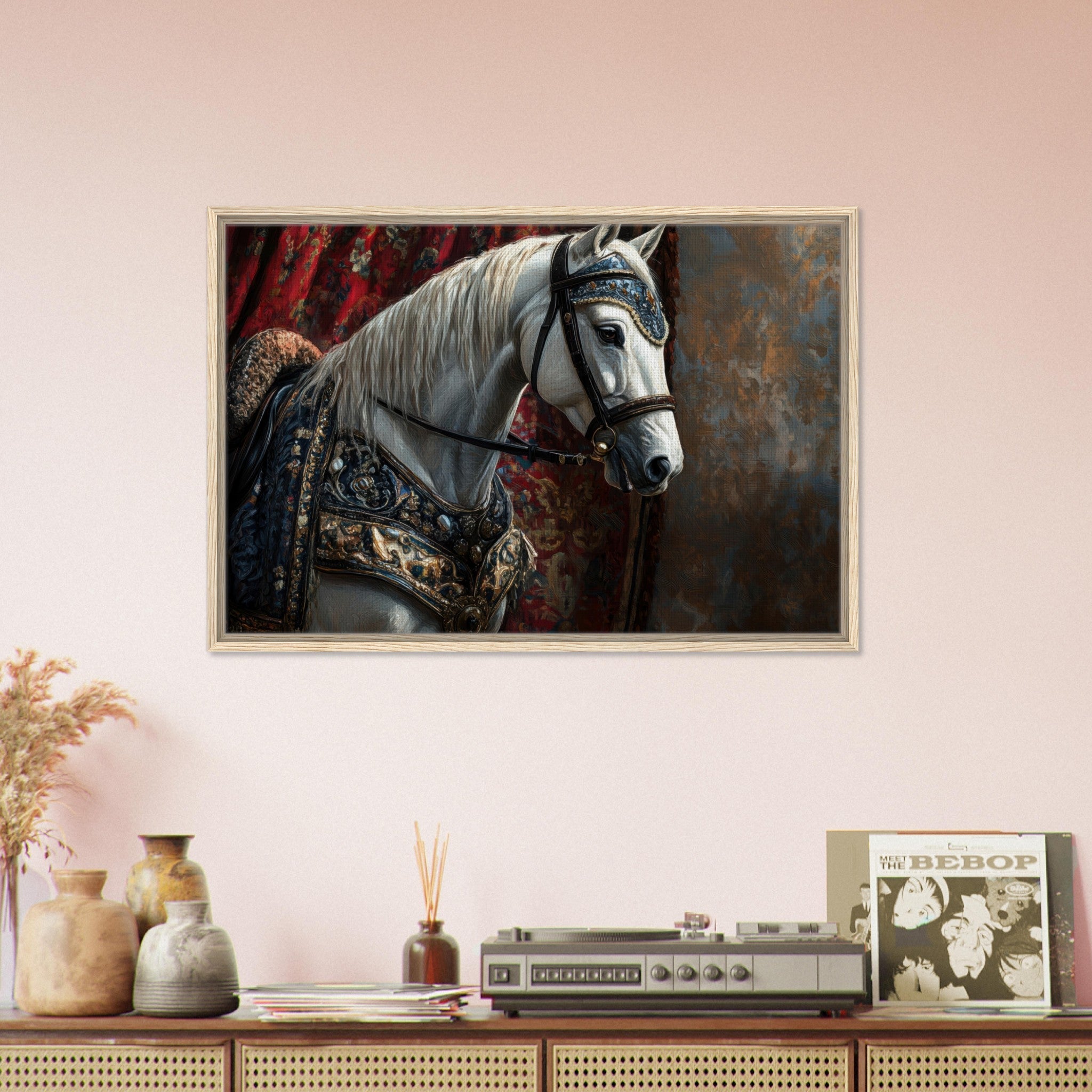 Framed Canvas Landscape - Renaissance Portrait of a Noble Horse A dignified 6 - Shop Ai Art WebShop - Digital Art online Store