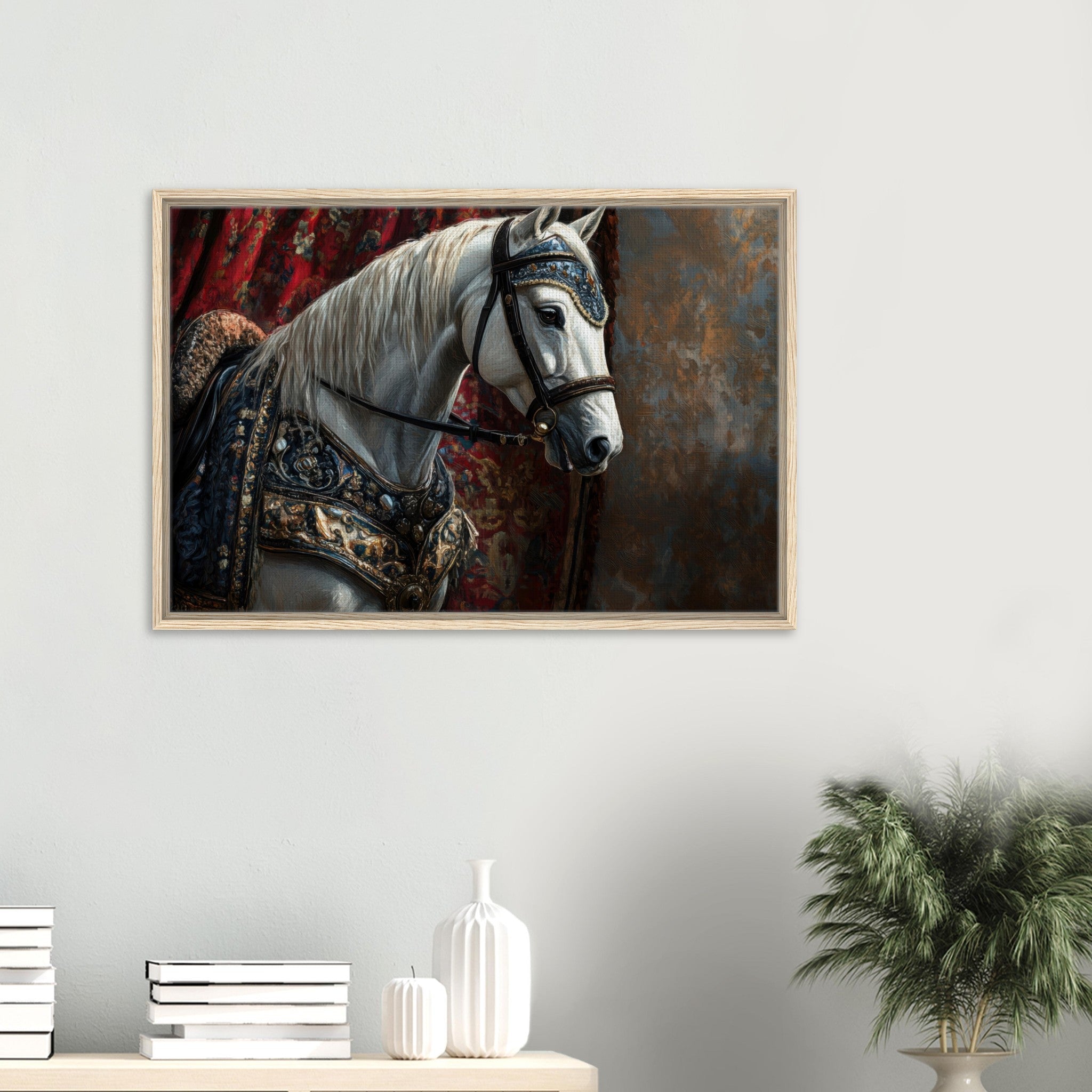 Framed Canvas Landscape - Renaissance Portrait of a Noble Horse A dignified 6 - Shop Ai Art WebShop - Digital Art online Store