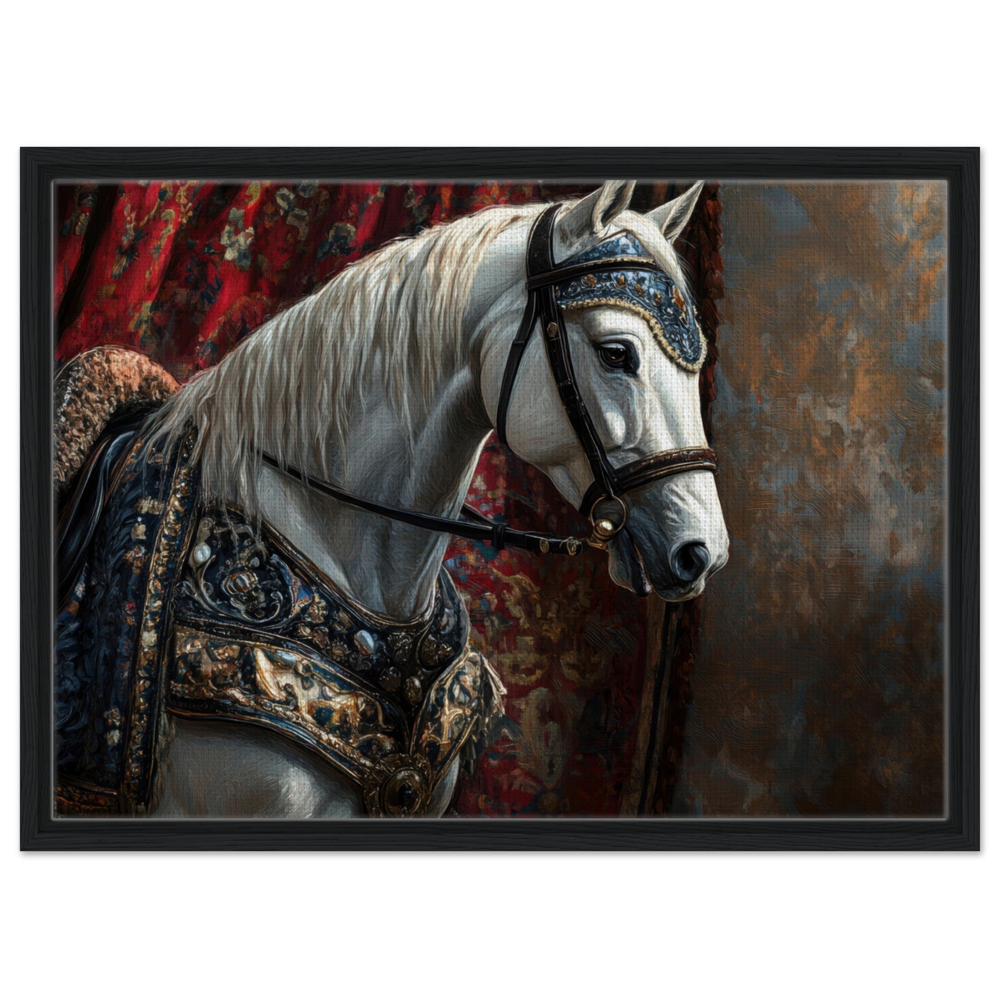 Framed Canvas Landscape - Renaissance Portrait of a Noble Horse A dignified 6 - Shop Ai Art WebShop - Digital Art online Store