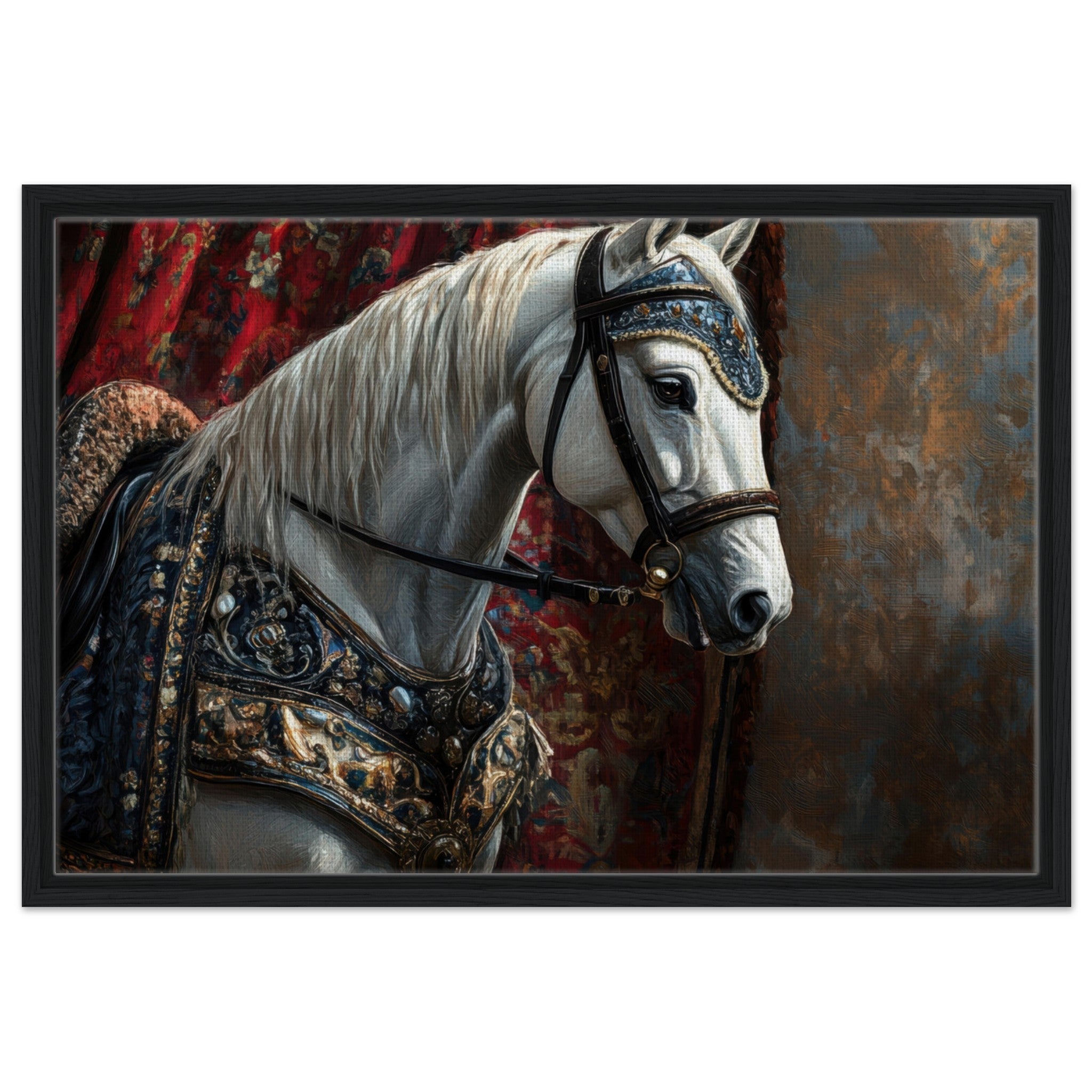 Framed Canvas Landscape - Renaissance Portrait of a Noble Horse A dignified 6 - Shop Ai Art WebShop - Digital Art online Store