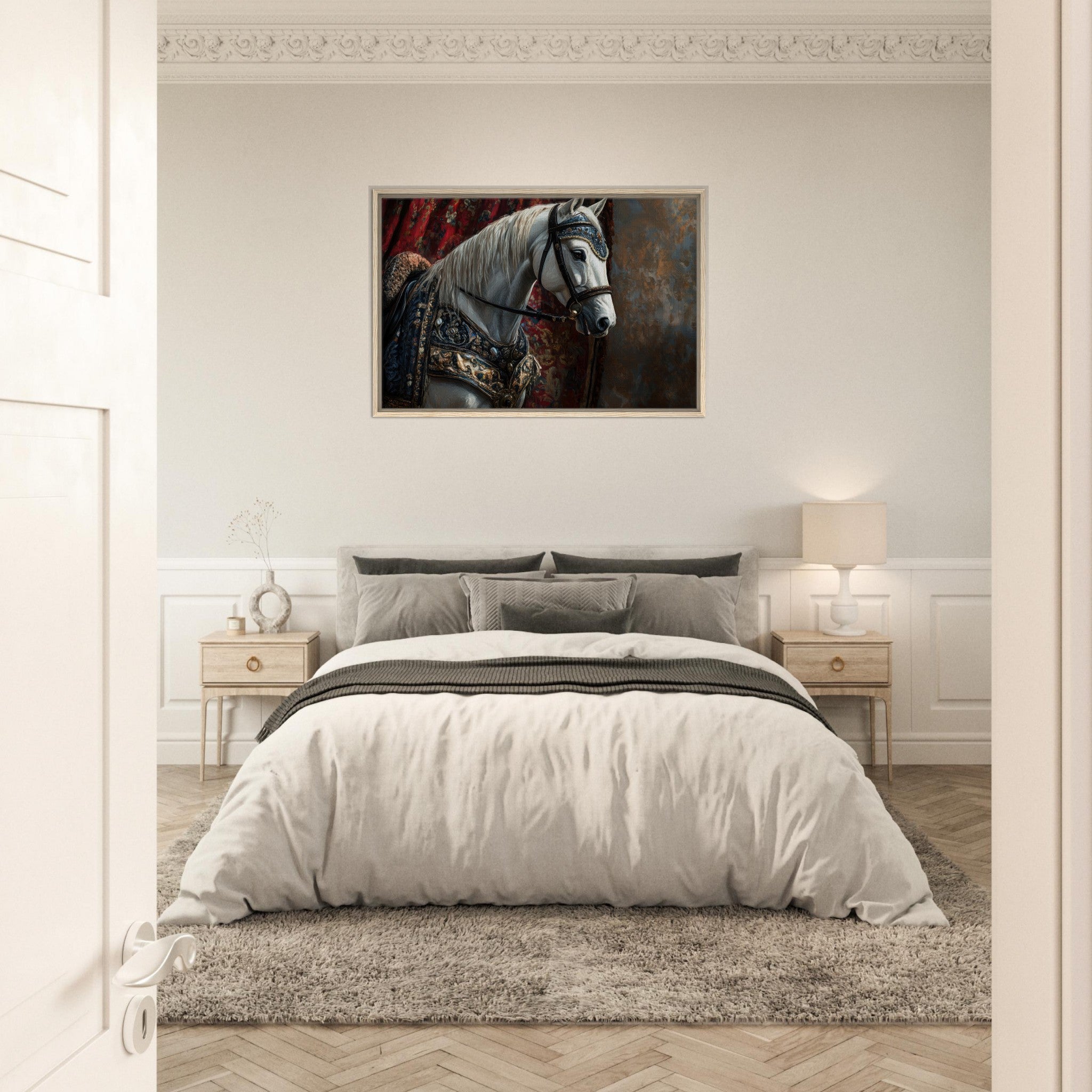 Framed Canvas Landscape - Renaissance Portrait of a Noble Horse A dignified 6 - Shop Ai Art WebShop - Digital Art online Store