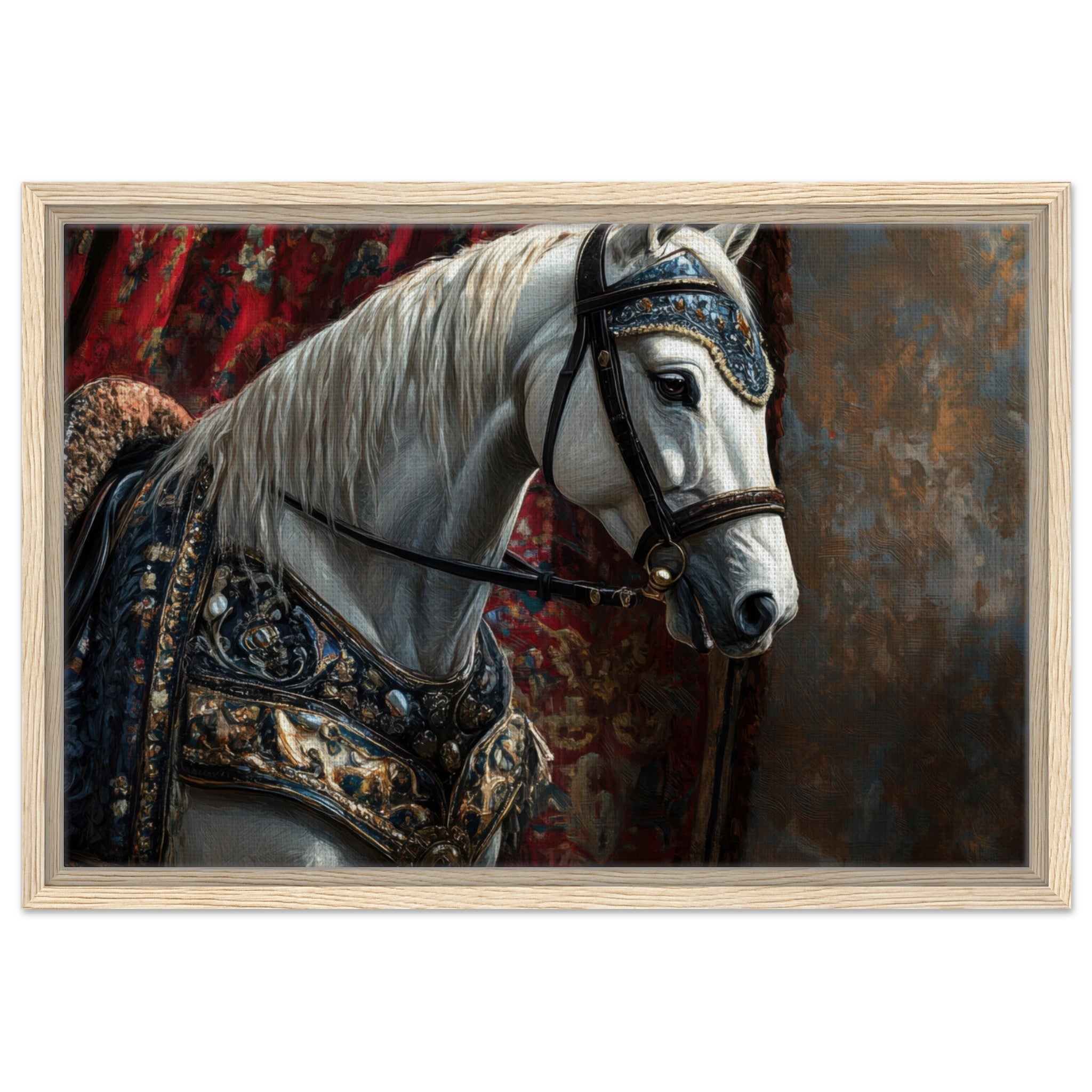 Framed Canvas Landscape - Renaissance Portrait of a Noble Horse A dignified 6 - Shop Ai Art WebShop - Digital Art online Store