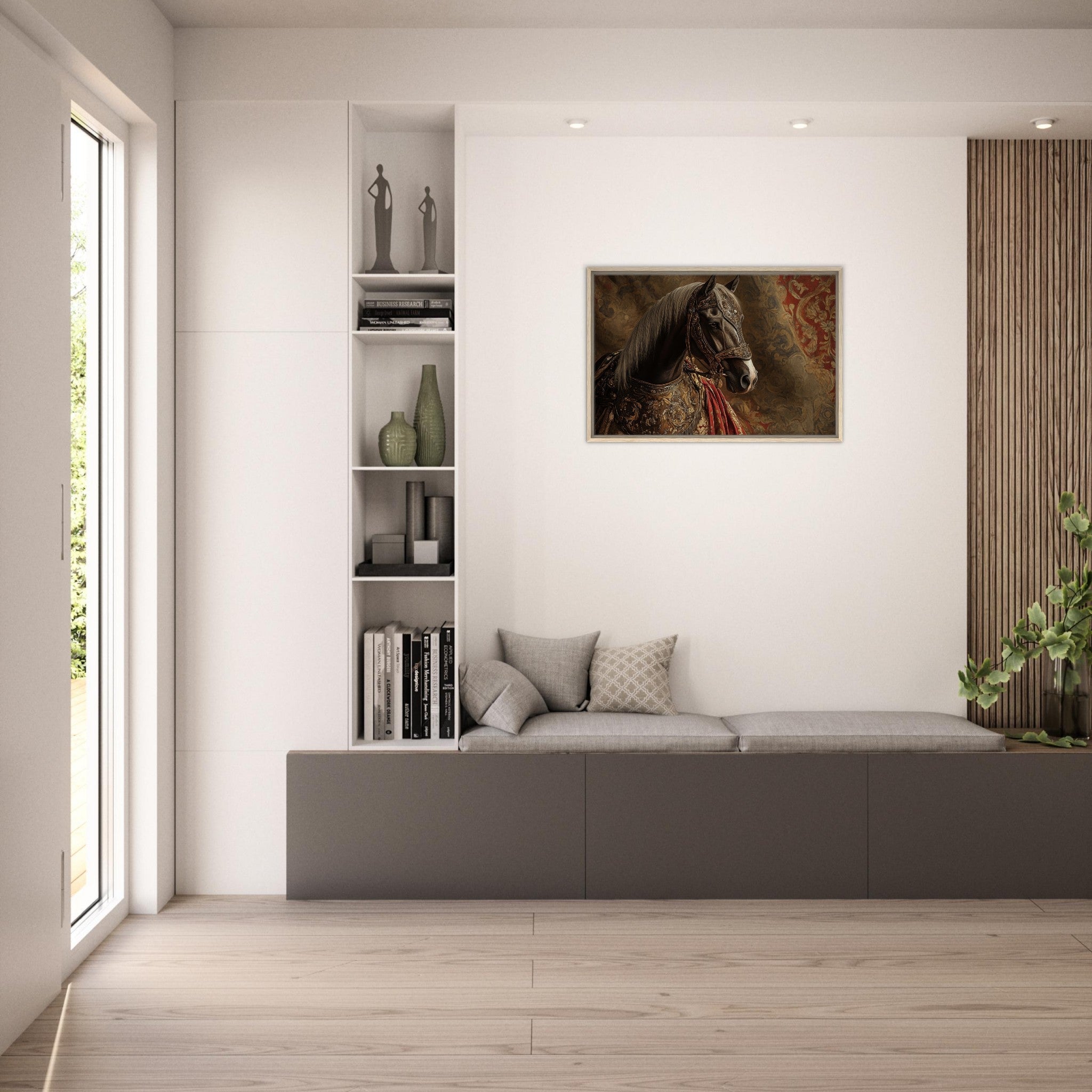Framed Canvas Landscape - Renaissance Portrait of a Noble Horse A dignified - Shop Ai Art WebShop - Digital Art online Store