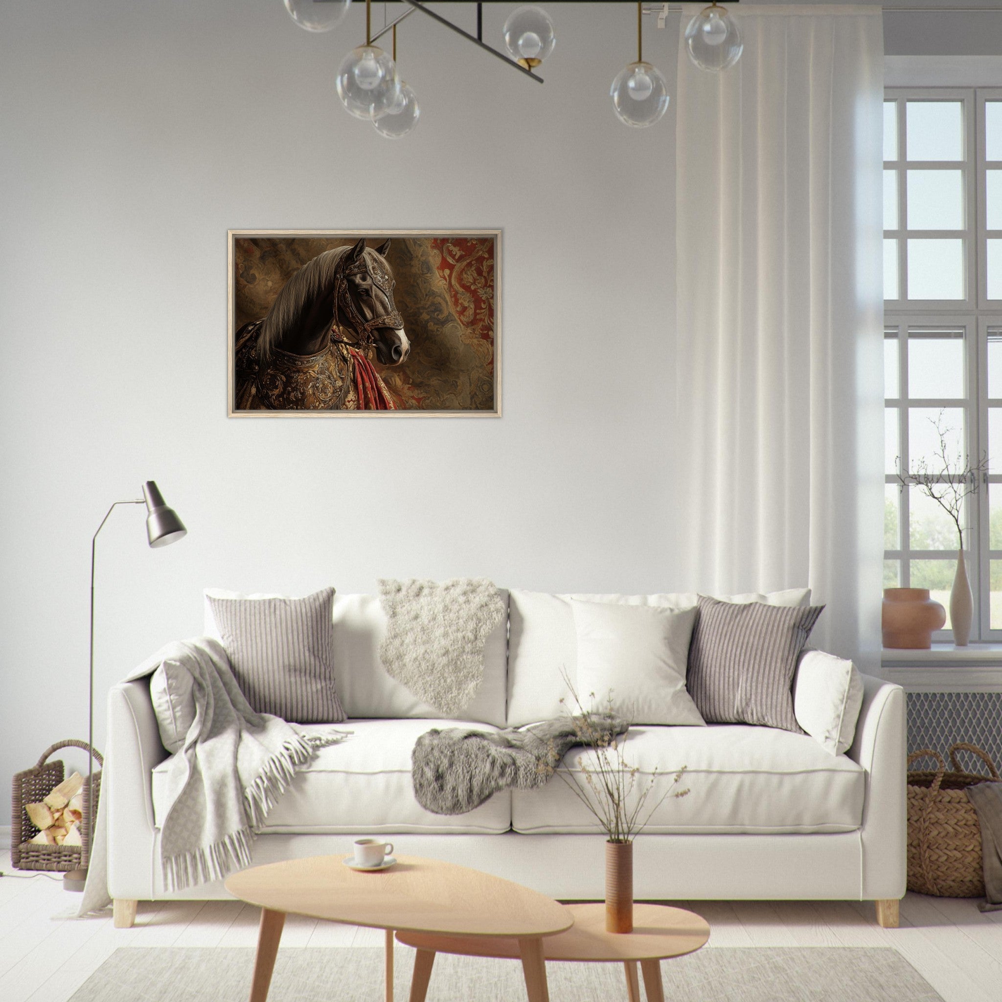 Framed Canvas Landscape - Renaissance Portrait of a Noble Horse A dignified - Shop Ai Art WebShop - Digital Art online Store