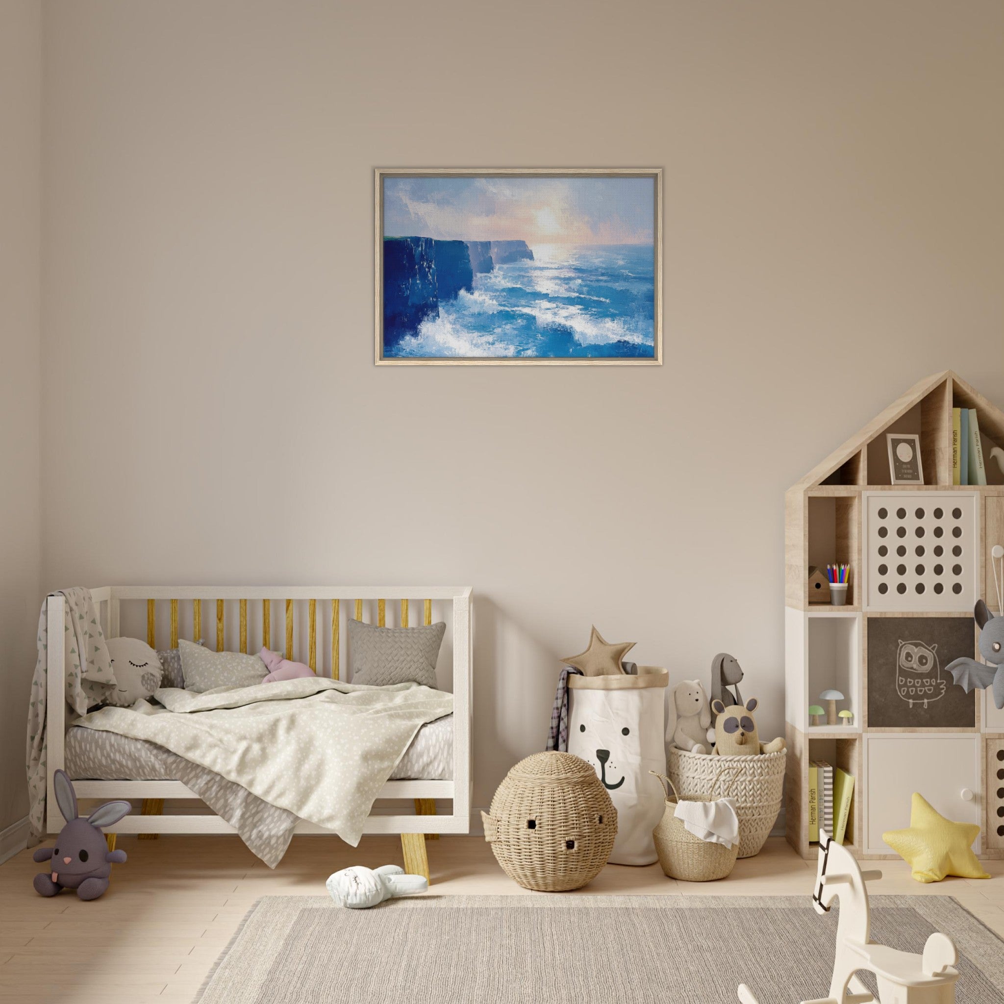 Framed Canvas Landscape - Seaside Cliff at Sunrise A breathtaking Empress 2 - Shop Ai Art WebShop - Digital Art online Store