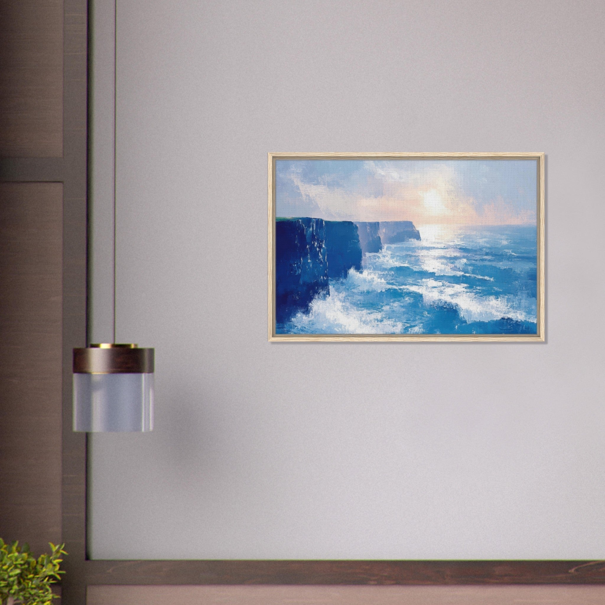 Framed Canvas Landscape - Seaside Cliff at Sunrise A breathtaking Empress 2 - Shop Ai Art WebShop - Digital Art online Store