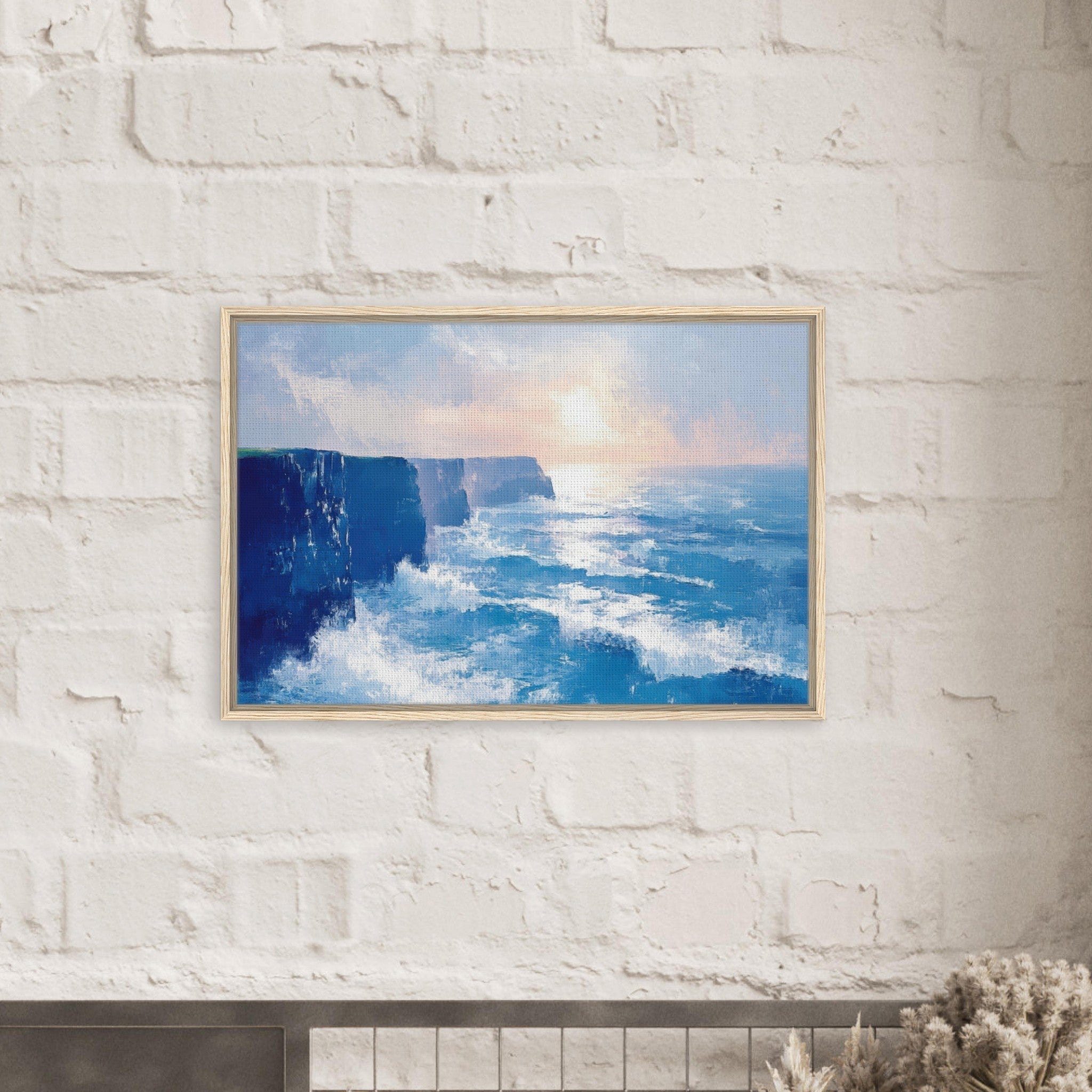 Framed Canvas Landscape - Seaside Cliff at Sunrise A breathtaking Empress 2 - Shop Ai Art WebShop - Digital Art online Store
