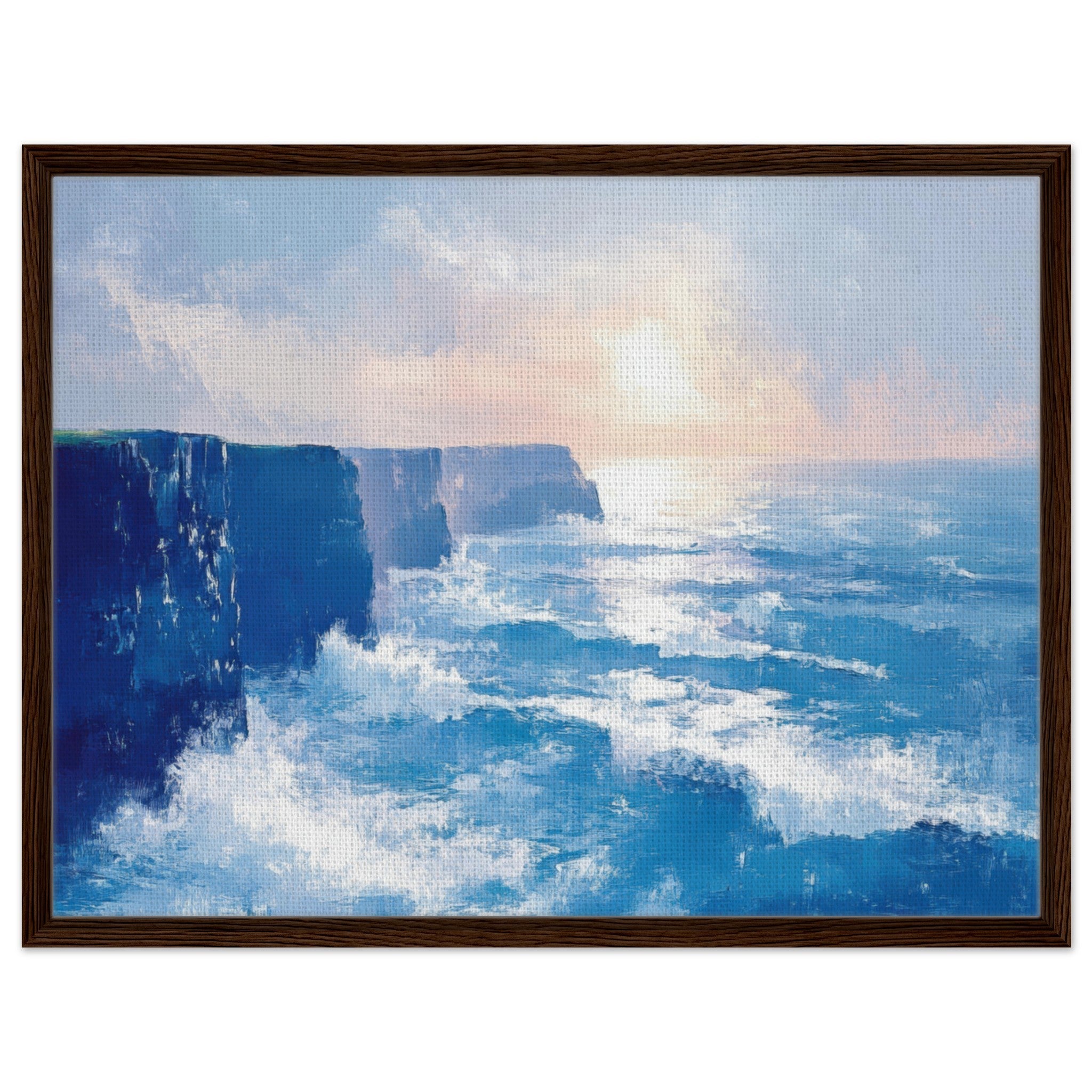 Framed Canvas Landscape - Seaside Cliff at Sunrise A breathtaking Empress 2 - Shop Ai Art WebShop - Digital Art online Store